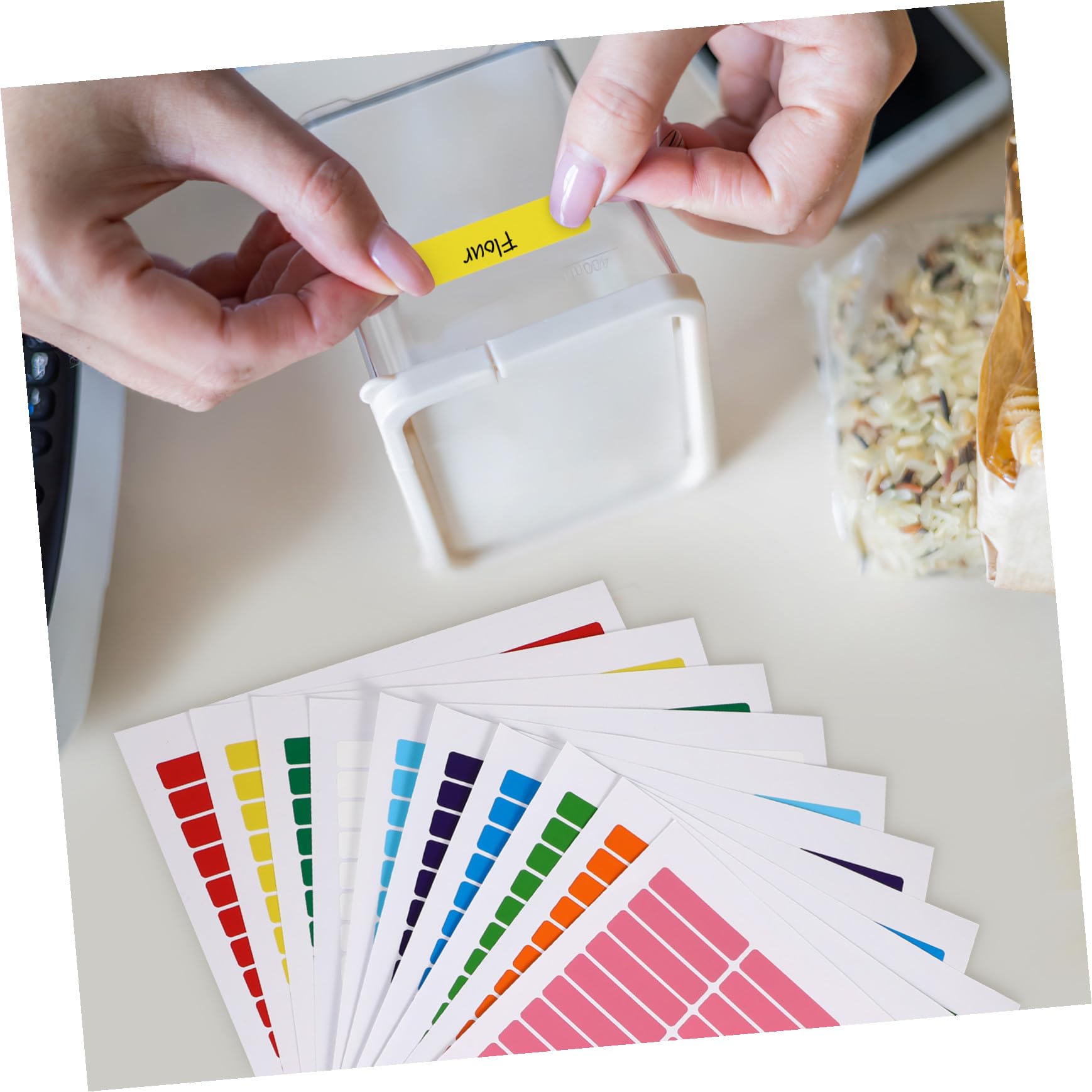 30 fogli Etichette Adesive Colorate per Scaffali e Bidoni Facili da Scrivere Adesive Resistenti per Organizzazione Casa Ufficio e Scuola Etichette per Barattoli e Raccoglitori