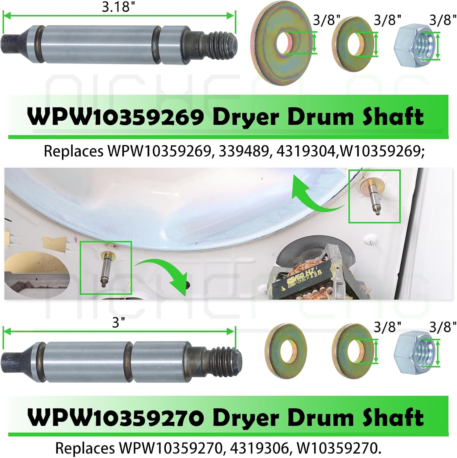 Upgraded 4392065 Dryer Repair Kit with 349241T Dryer Drum Roller Kit, 691366 Dryer Idler Pulley, 341241 Dryer Drum Belt, WPW10359269 and WPW10359270 Drum Support Roller