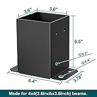 Vista 2 de SPACEEUP Base de Poste 4x4 2 Piezas, Tamaño Interior 3.6"x3.6" Base de Poste para Terraza, Anclaje de Poste Resistente con Recubrimiento en Polvo