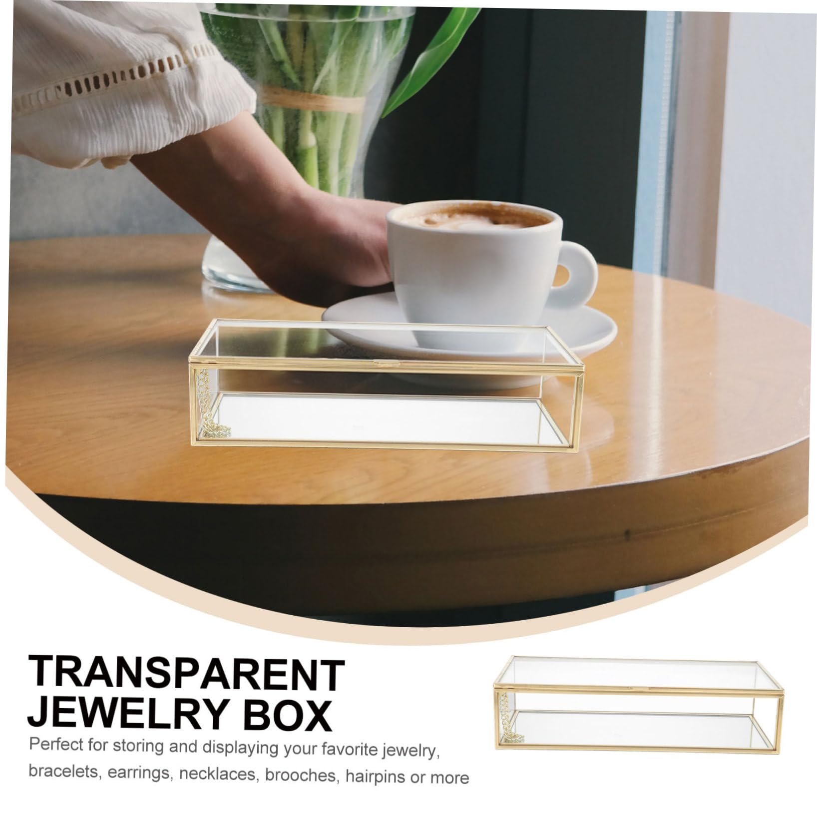 Europäische Schmuck Aufbewahrungsbox aus Glas mit Kupferstange Make Up Aufbewahrung für Lippenstift und Nagellack Sicher und Tragbar für Hochzeiten