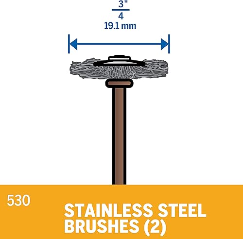 Miniatura 3 de Dremel Cepillos de acero inoxidable 530-02 (paquete de 2), diámetro de 34"