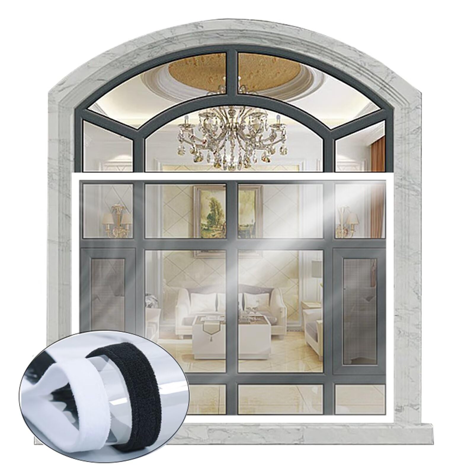 165x170cm Kit De Aislamiento De Ventanas De Eva,La PelíCula Protectora De Eva Caliente Es Resistente Al Viento,A Prueba De Polvo-Blanco