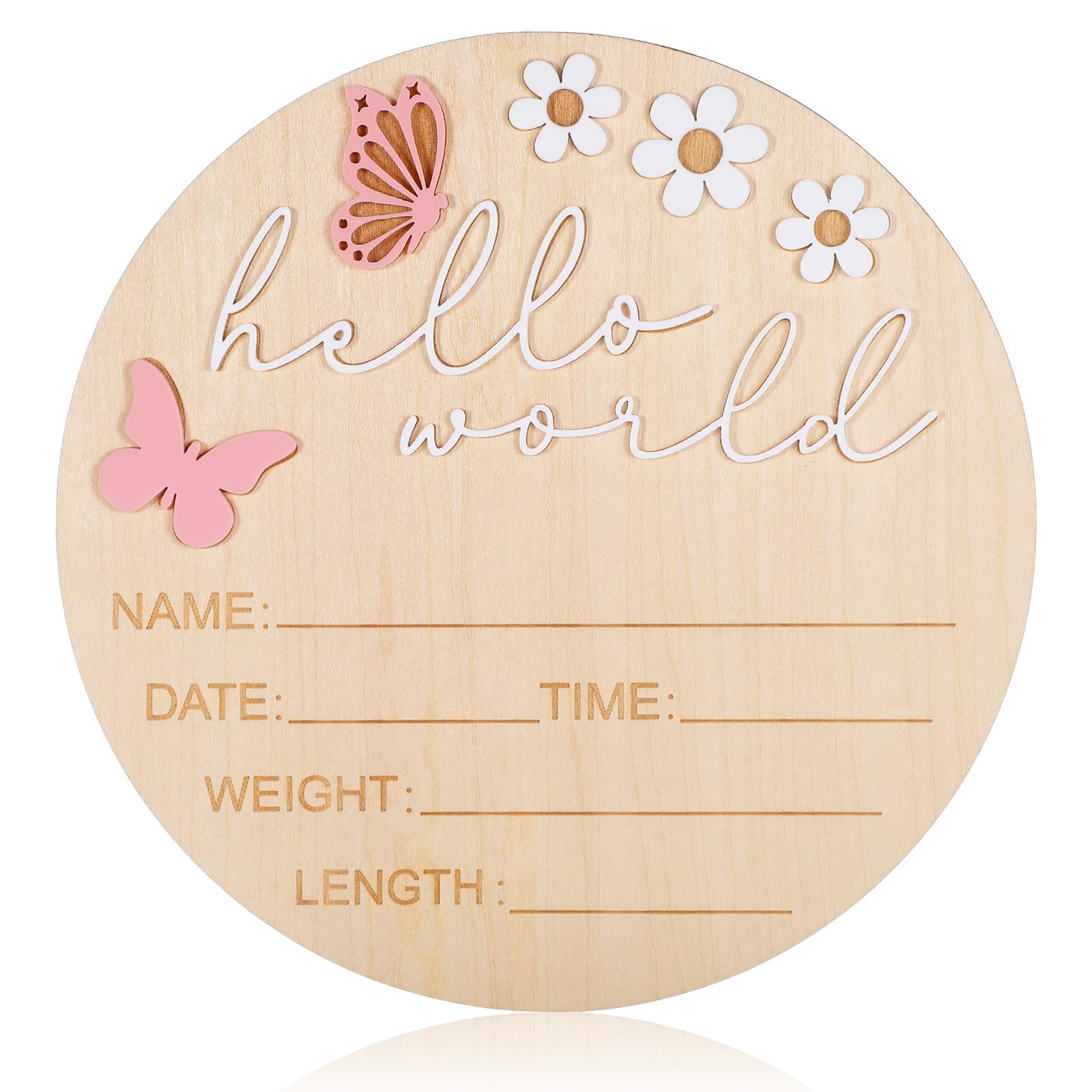 Weiß Meilensteinkarten Baby Holz,Hello World Holzschild,Baby Schild Ankündigungsschilder Personalisiert Babys Hallo Welt Ankündigungsschilder für Krankenhaus Kinderzimmerdeko Babyparty