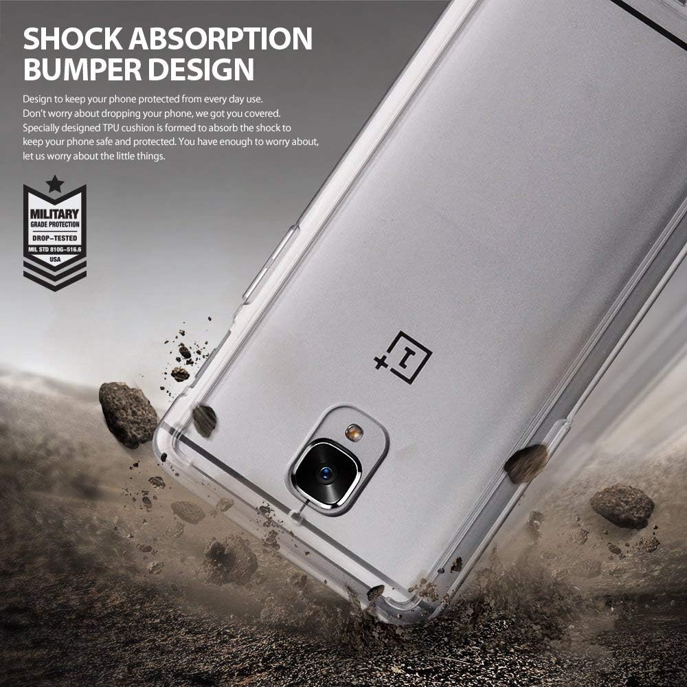 Ringke Fusion Compatible with OnePlus 3T / OnePlus 3 Case Crystal Clear PC Back TPU Bumper Drop Protection, Shock Absorption Technology Raised Bezels Cover for OnePlus Three, OnePlus 3T – Clear