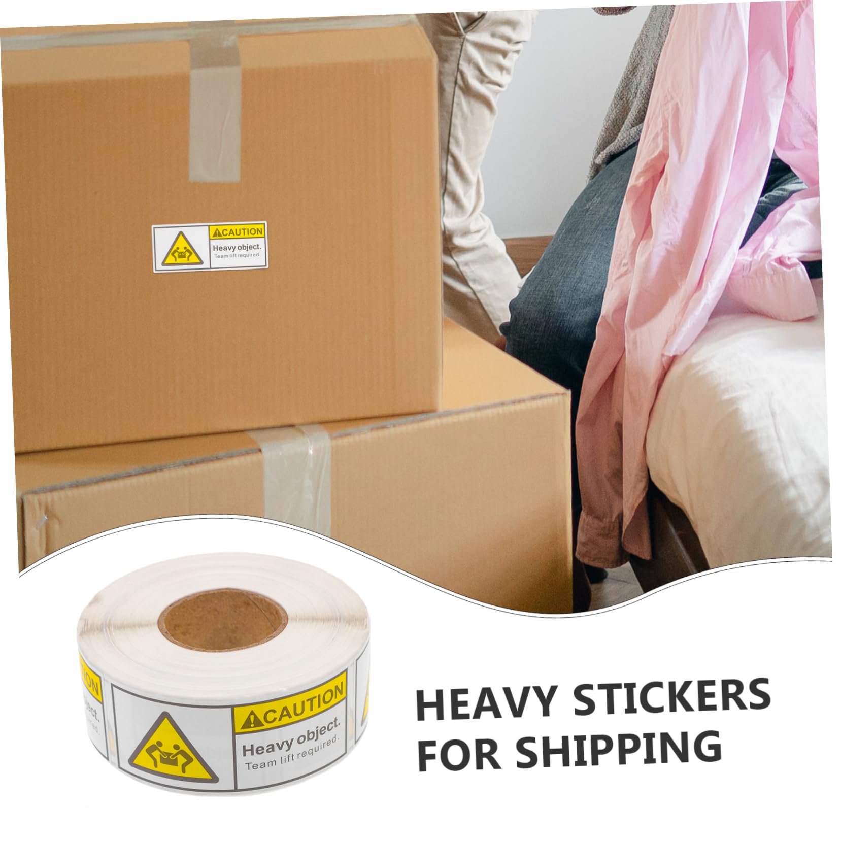 Ciieeo 4 Rouleaux Autocollants Avertissement pour Objets Lourds Étiquettes Adhésives pour Expédition Étiquettes Rouleau