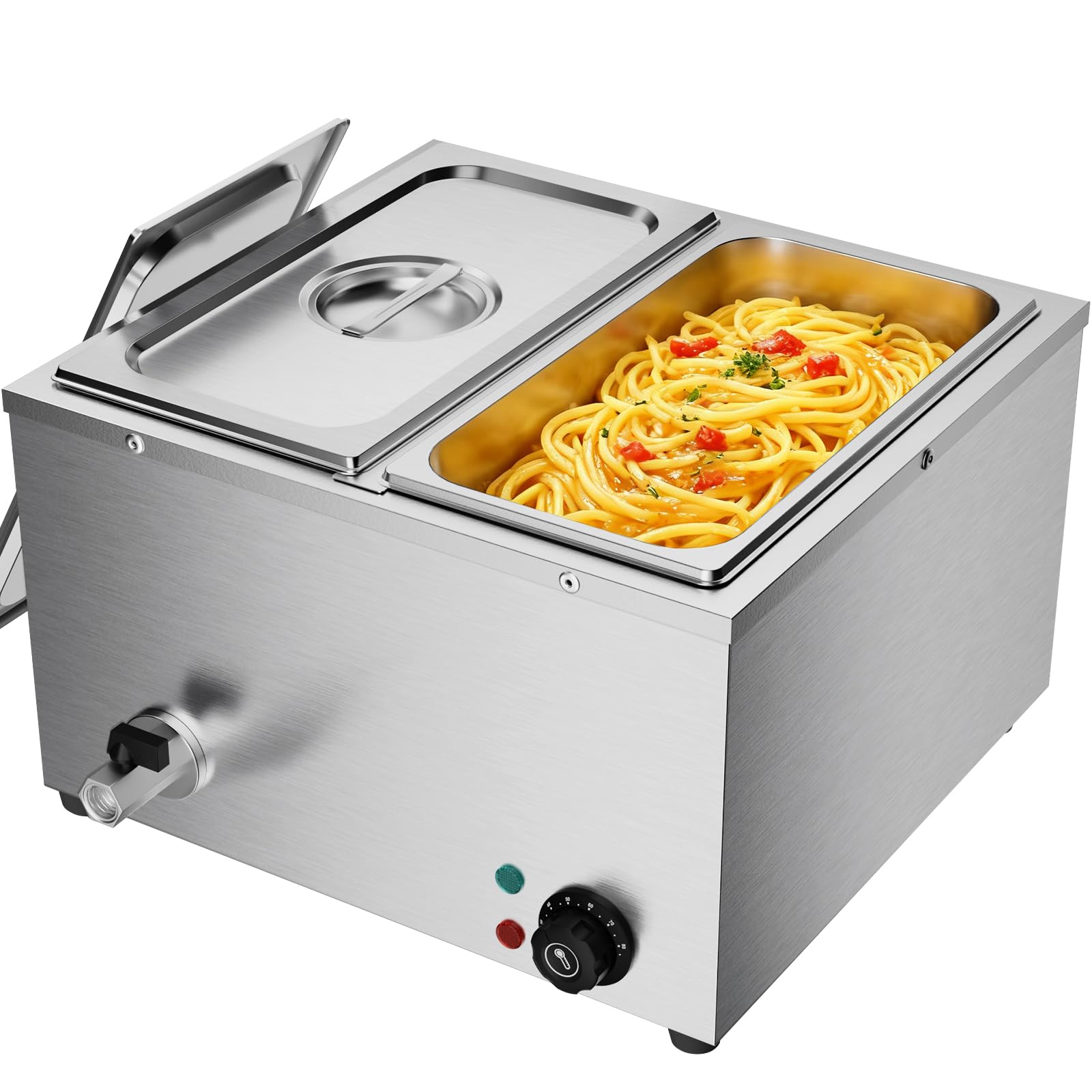 TAIMIKO Bain Marie Électrique Professionnel 2 Bacs en Acier Inoxydable 220V Chauffe-Plats Professionnel Chocolat Fondoir Commercial avec 2 x 1/3 casseroles