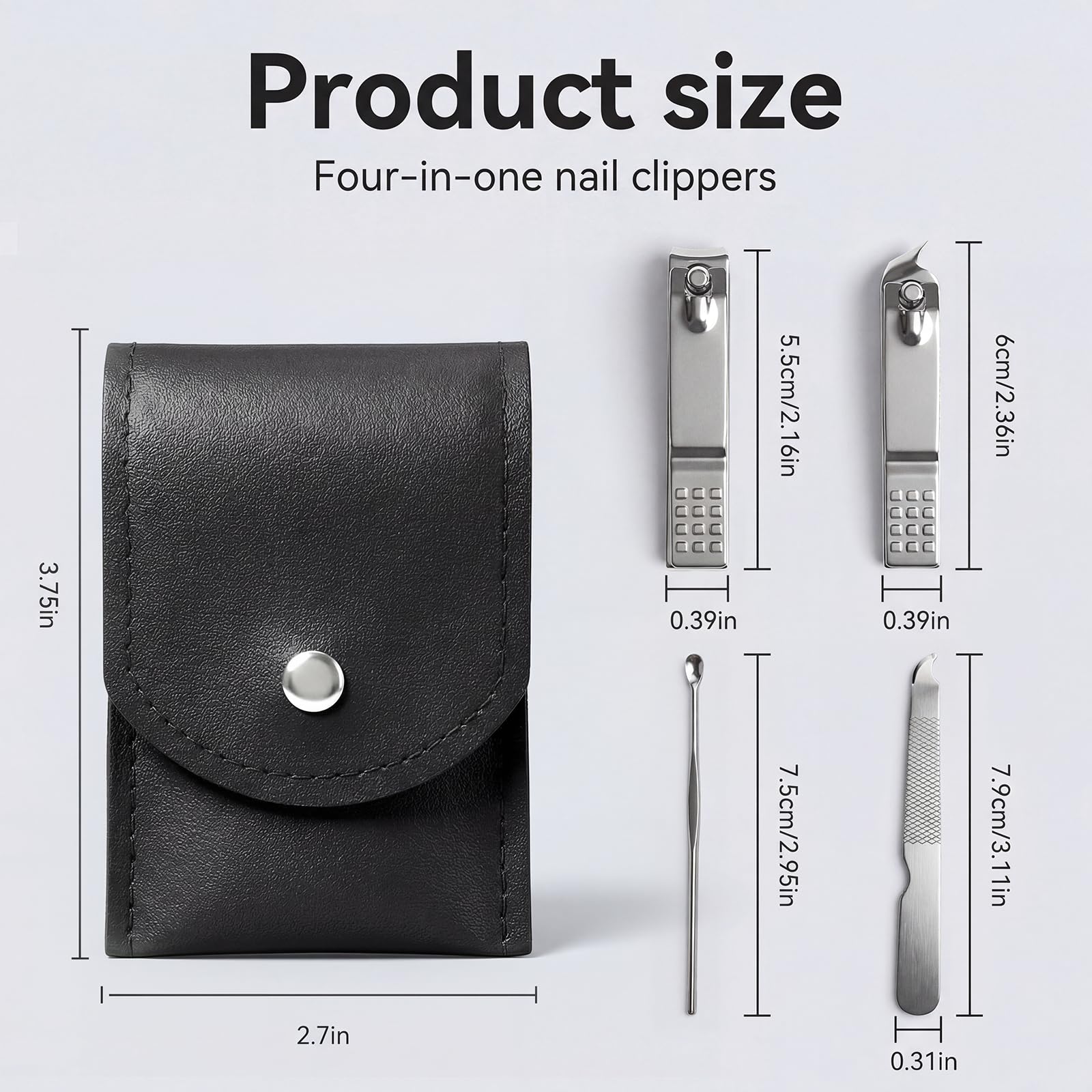 20-teiliges Nagelpflege-Set, professionelles Maniküre-Set, Nagelknipser | Edelstahl-Werkzeuge für Obdachlose, Reisen, Zuhause und Hotel, tragbares Nagelknipser-Set in violettem Koffer (schwarz)