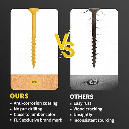 Miniatura 5 de Tornillos para madera de 2 pulgadas, tornillos para cubierta FIXLINK #8 x 2, 310 piezas, con revestimiento epoxi, punta de estrella T25,
