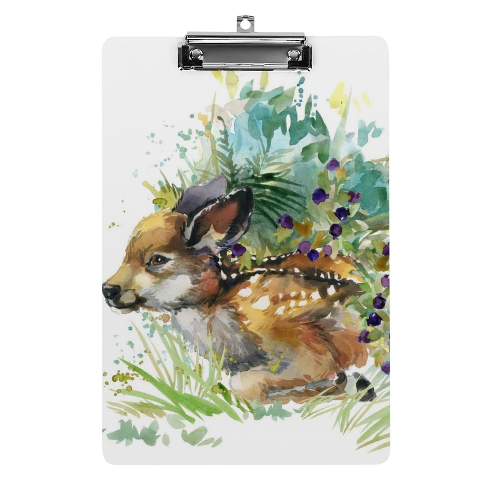 Porte document avec clip A4 cerf aquarelle pour écrire debout - 8
