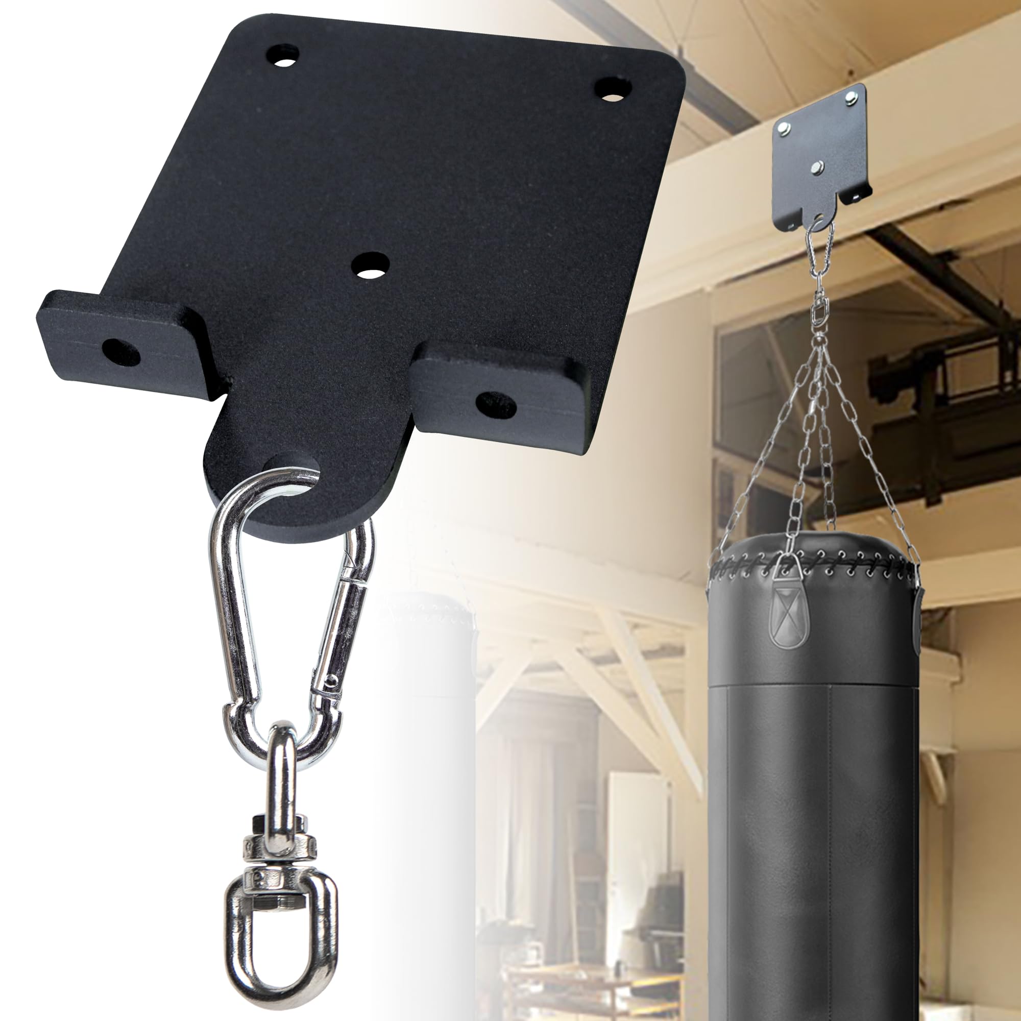 Heavy Punching Boxing Bag Hanger, Heavy Duty Bag Hanger Bracket, 360° Rotation Wall Ceiling Mount Wood Beam Hook for Boxing Muay Thai Training, Aerial Yoga Swing & Hammock