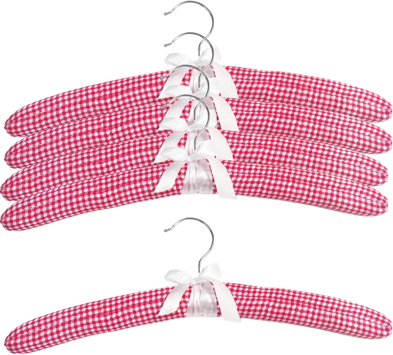 Plaid Pattern Padded Hangers for Women Clothing,Satin Hangers Padded Bride Hanger for Wedding Dress Soft Padded Hanger for Sweaters Coat Clothes (5, Blue)