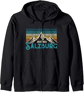 Salzburg Austria Vintage Mountains Alps Ski Souvenir Zip Hoodie