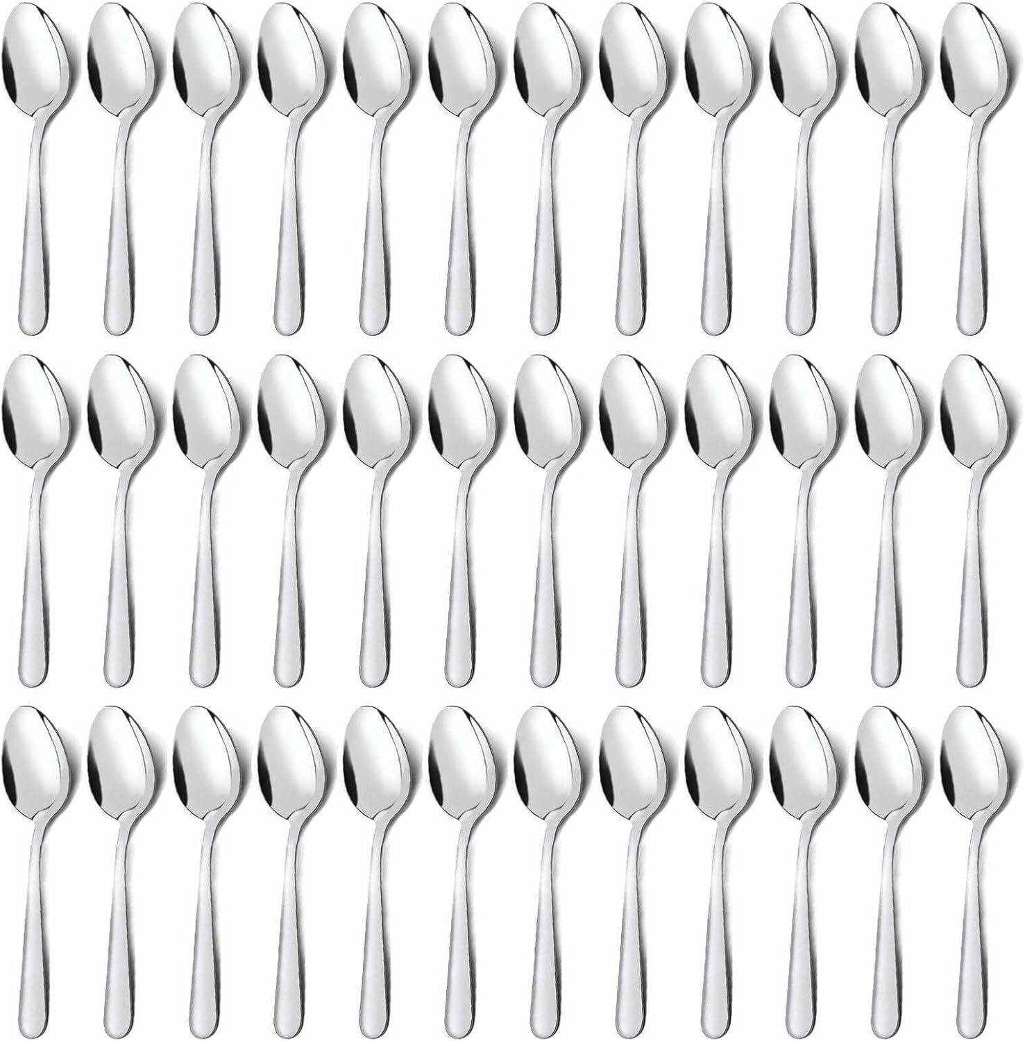 Unokit 36-Piece Tea Spoons Set Silverware - 6.7 inch Stainless Steel Spoon, Dessert, Table, Silverware Spoons Only for Home, Kitchen or Restaurant - Mirror Polished, Dishwasher Safe