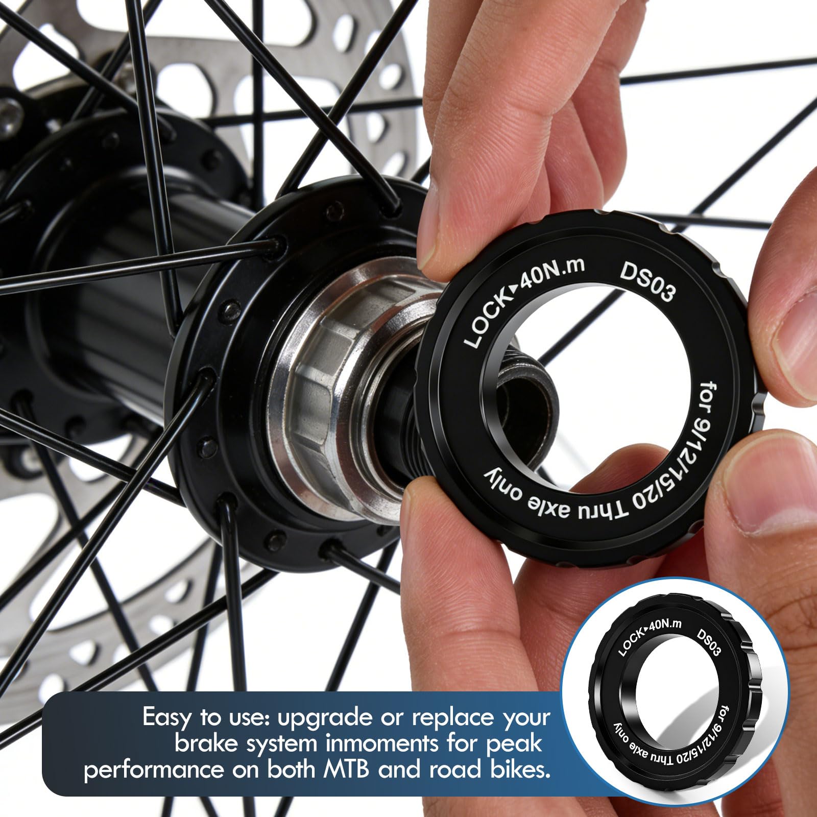 Pierścień blokujący Centerlock 44 x 26 x 8 mm, pierścień blokujący ze stopu aluminium, kompatybilny z Shimano do osi wtykowych 9/12/15/20 mm, do rowerów MTB i rowerowych, 2 szt