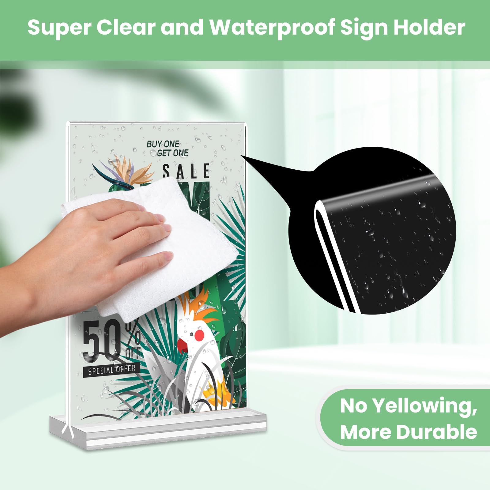StyEdEk 8.5x11 Inch Acrylic Sign Holder Clear Plastic Table Paper Display Stand L - View #2
