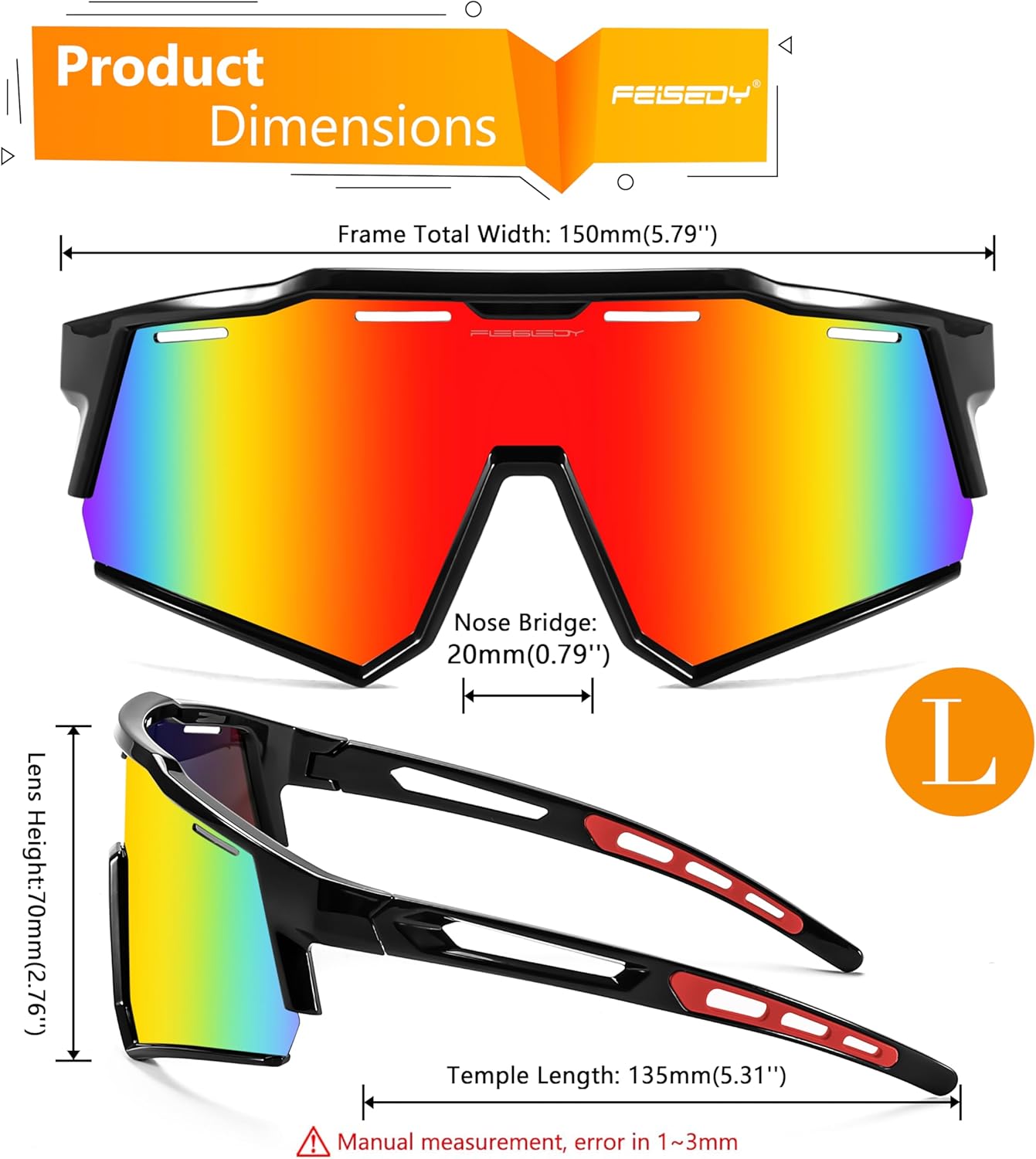 FEISEDY Polarized Sports Sunglasses for Men Women,Teens Baseball Tennis Sunglasses, TR90 Cycling Glasses B4151 - Image 6