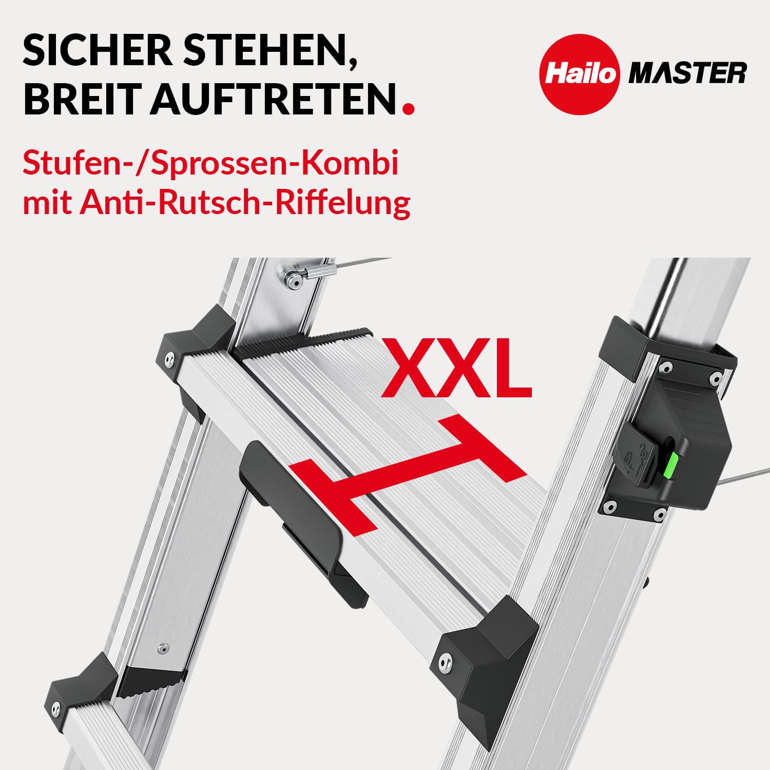 Hailo Master DTL100 Topline Teleskopleiter - ausziehbare, klappbare Aluminium-Leiter - Höhe verstellbar bis 1,31 m - 2 x 4, 5 oder 6 Stufen nutzbar - Gewicht: 8,9 kg