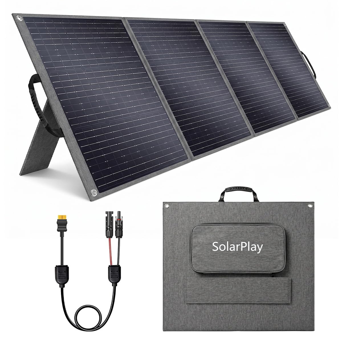 Solarplay Panneau solaire pliable 200 W pour générateurs solaires portables, module photovoltaïque pour système hors réseau, pour jardin, balcon, caravane vers l'extérieur