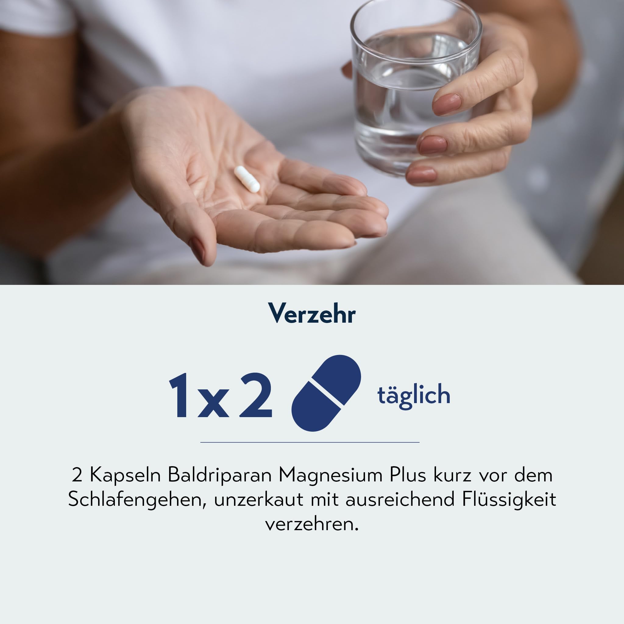 Baldriparan® Magnesium Plus - mit 1mg Melatonin und Magnesiumbisglycinat, hochdosierter Premium Magnesium-Komplex. Hohe Bioverfügbarkeit. Laborgeprüft, vegan und ohne künstliche Zusätze.