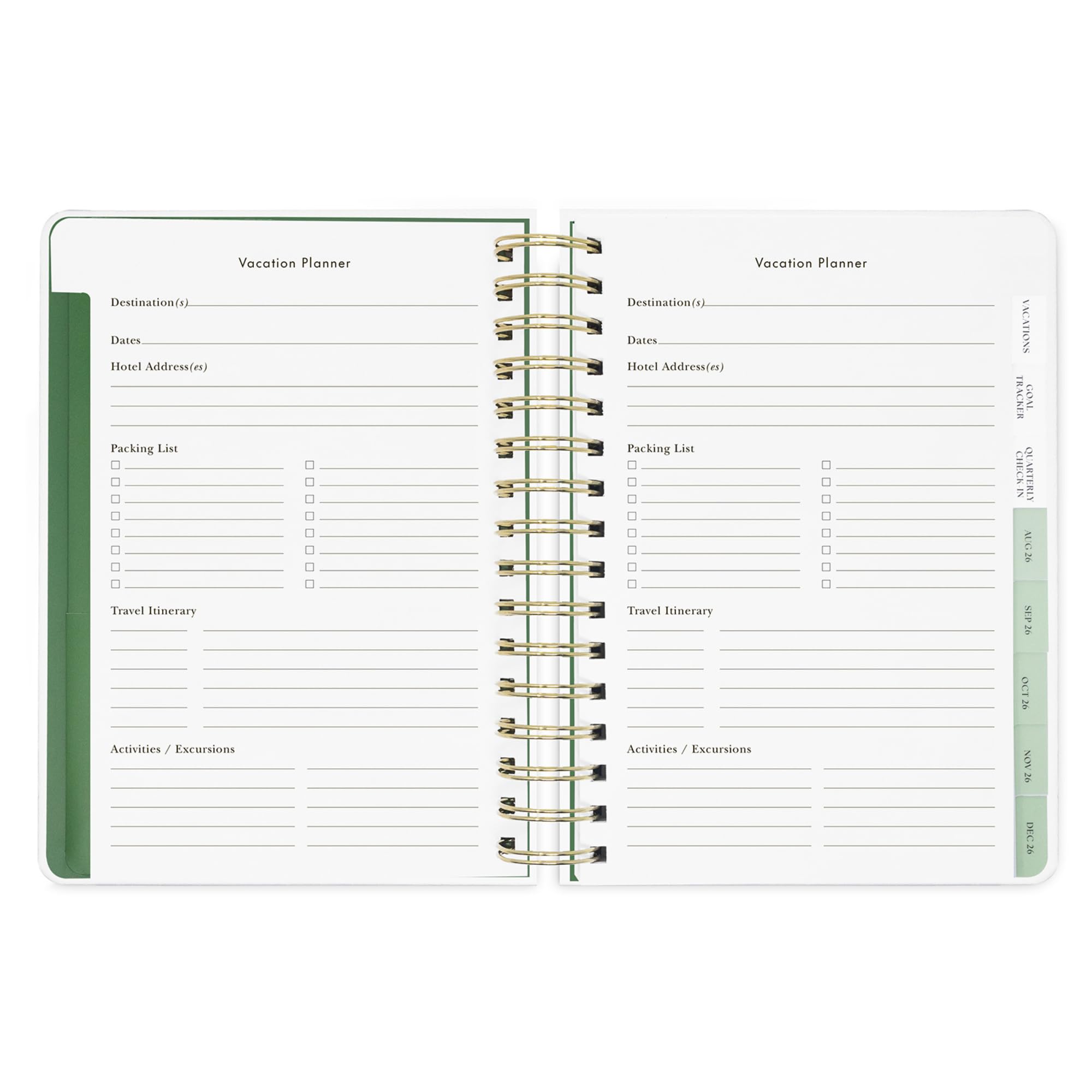 kate spade new york Agenda grande 21,6 x 18,4 cm, rilegatura a spirale, layout mensile e settimanale, tracker obiettivi, agenda vacanze, adesivi, linguette, chiusura elastica e tasca, agosto 2026