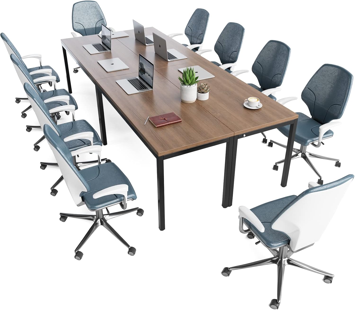 Tangkula Conference Table, Large Meeting Room Table with Tabletop, Stable