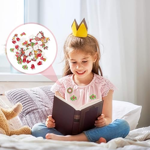 Miniatura 6 de 100 botones de madera de Navidad, botones de Navidad mixtos para manualidades con 2 agujeros, árbol de Navidad, reno, sombrero de Papá Noel, botón