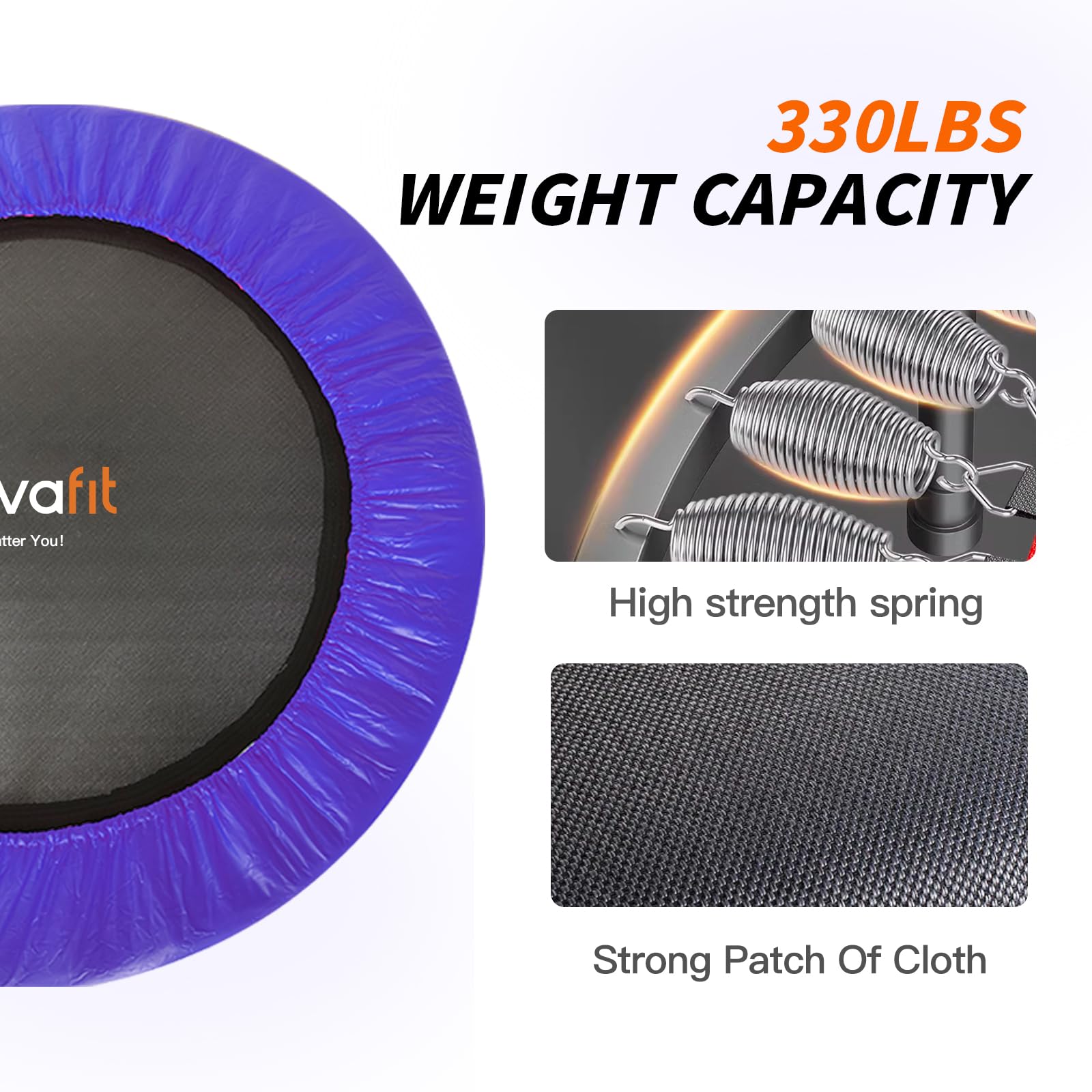 ATIVAFIT 40" Trampoline Pliable Mini rebondisseur d'exercice avec poignée en Mousse réglable Idéal pour l'entraînement de Fitness corporel intérieur/Jardin/entraînement