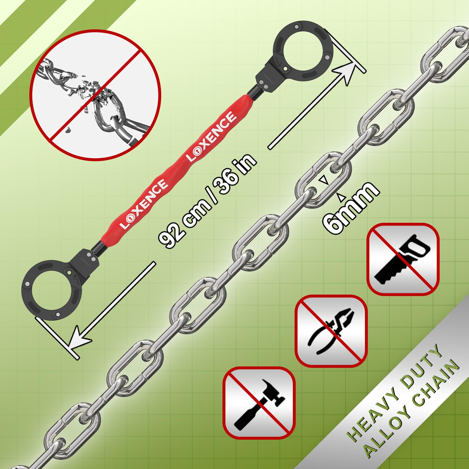 Candado Patinete Electrico, Bicicleta Antirrobo, Candado Esposas con 3 llaves, Moto de Alta Seguridad, Apto Para Patinetes Eléctricos, Bicicletas y Motocicletas (Rojo)