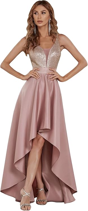 Ever-Pretty vestido plus talla grande alta baja para invitada de boda