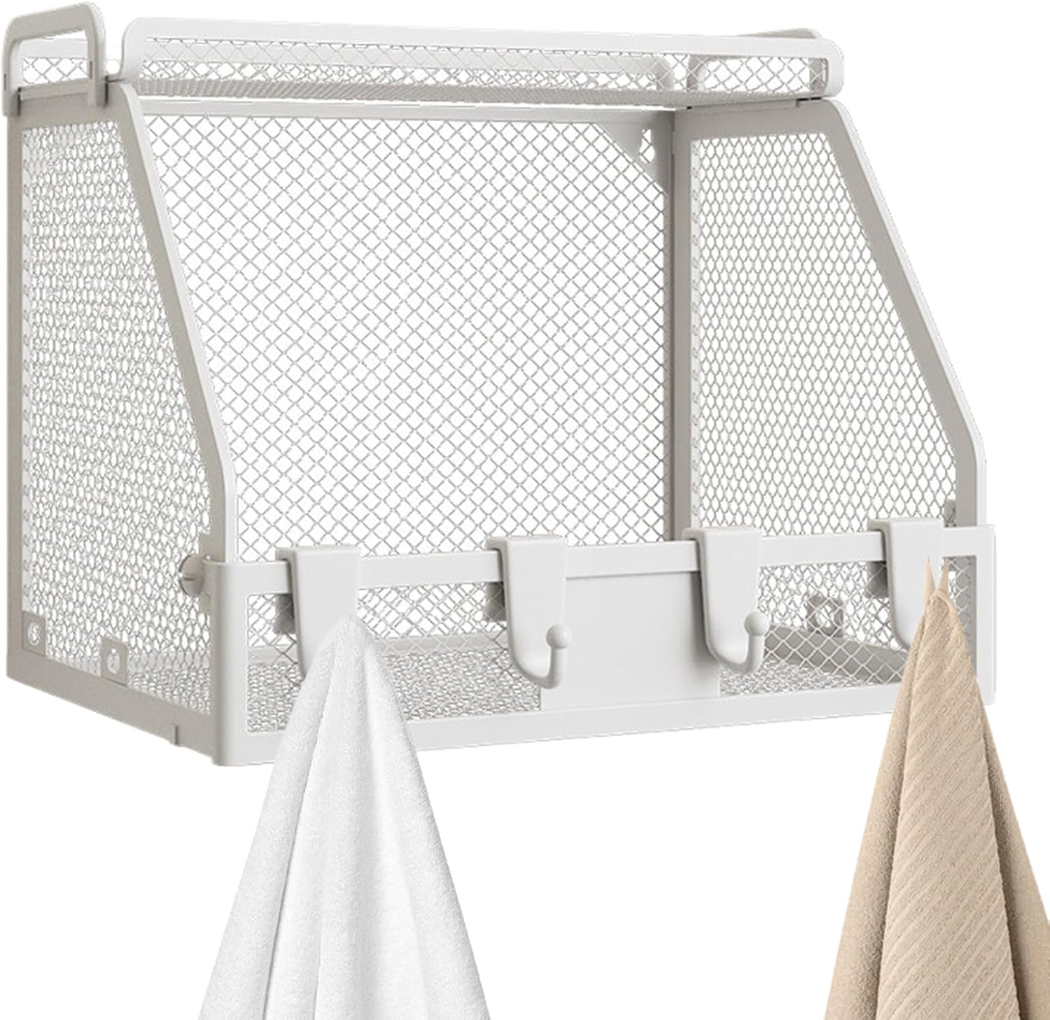 Fruit Basket Wall Mount -12.8in Heavy Duty Wire Storage Organizer Shelf for Fruit, Vegetables, and Snacks, Wall Mounted Kitchen Basket Rack Produce, Pantry, Bathroom, Cosmetic Storage