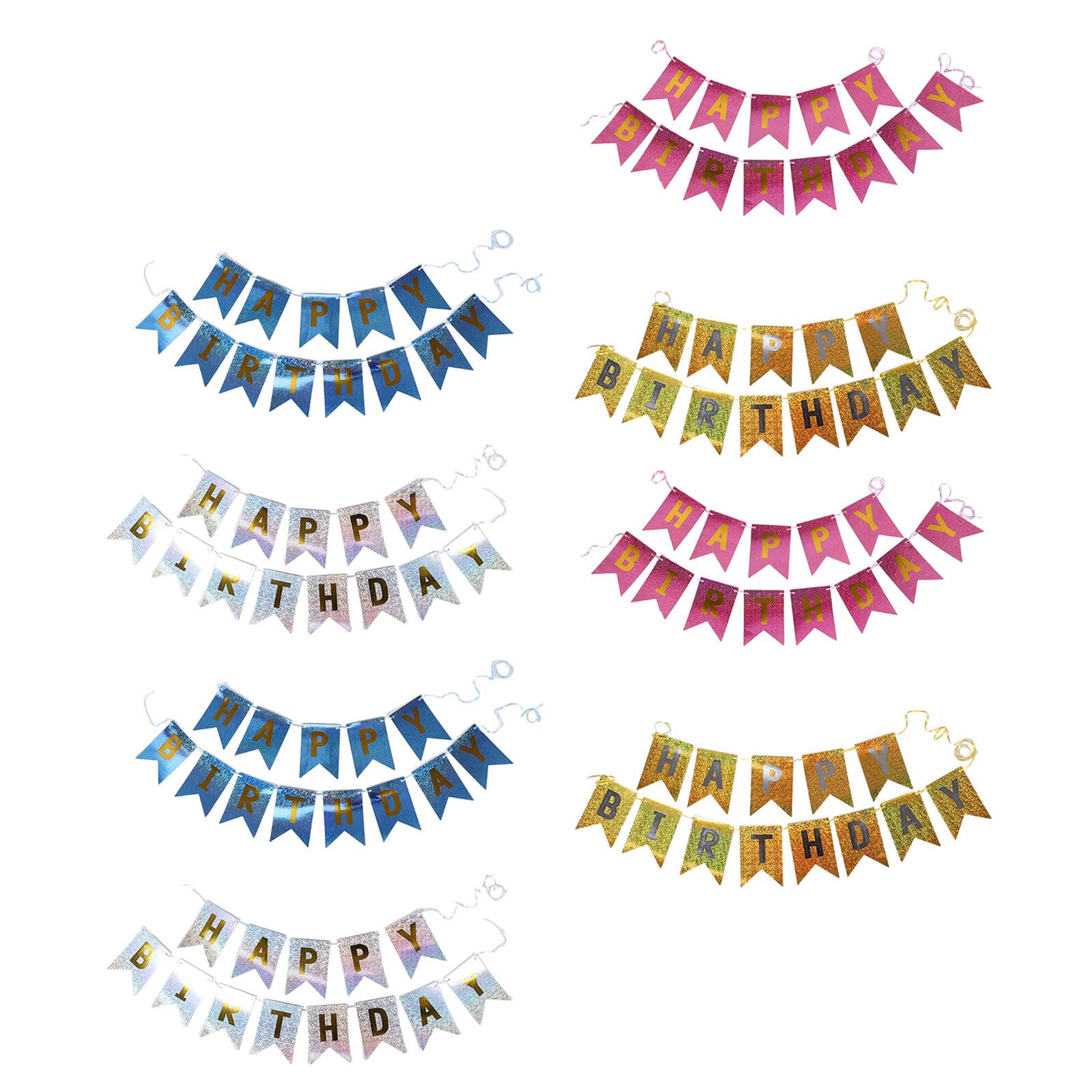 Bannière anniversaire iridescente et guirlande fanions suspendus pour décoration fête maison