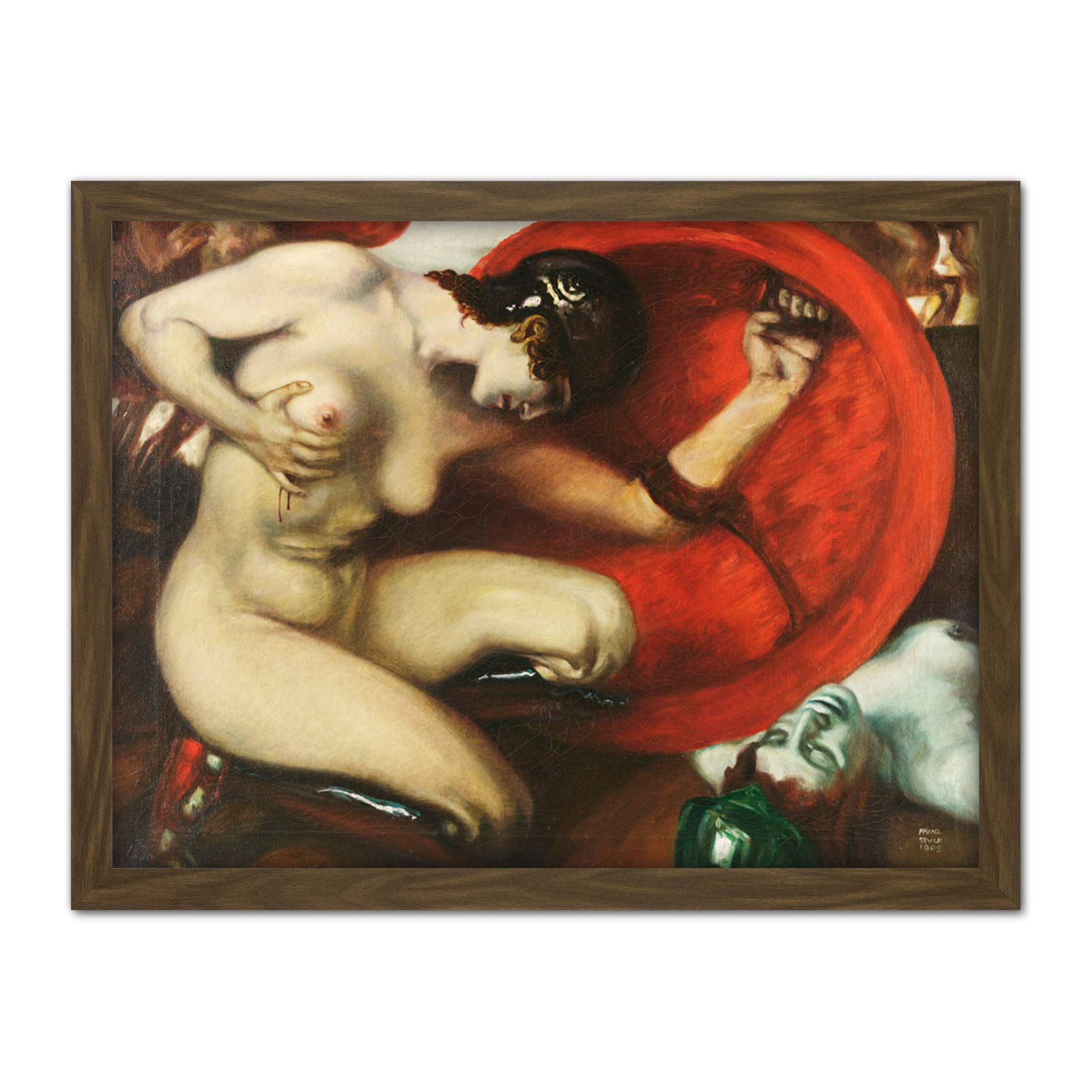 Artery8 Von Stuck Wounded Amazon Painting Artwork Framed Wall Art Print 18X24 Inch