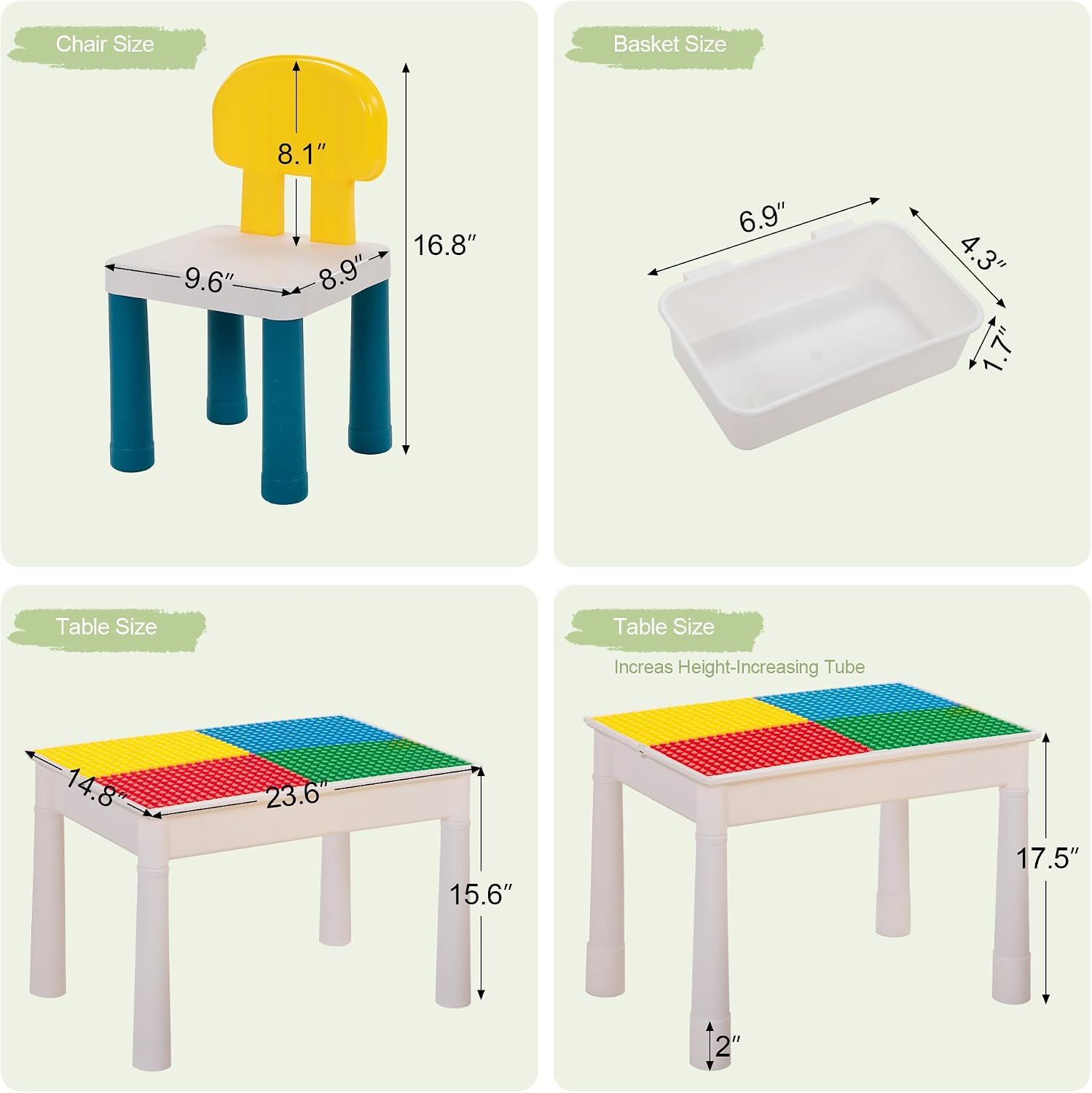 7 - in - 1 Kids Activity Table Set with 2 Chairs & 100Pcs Blocks | Water/Sand Play Table for Toddler Age 3-6 (Primary)