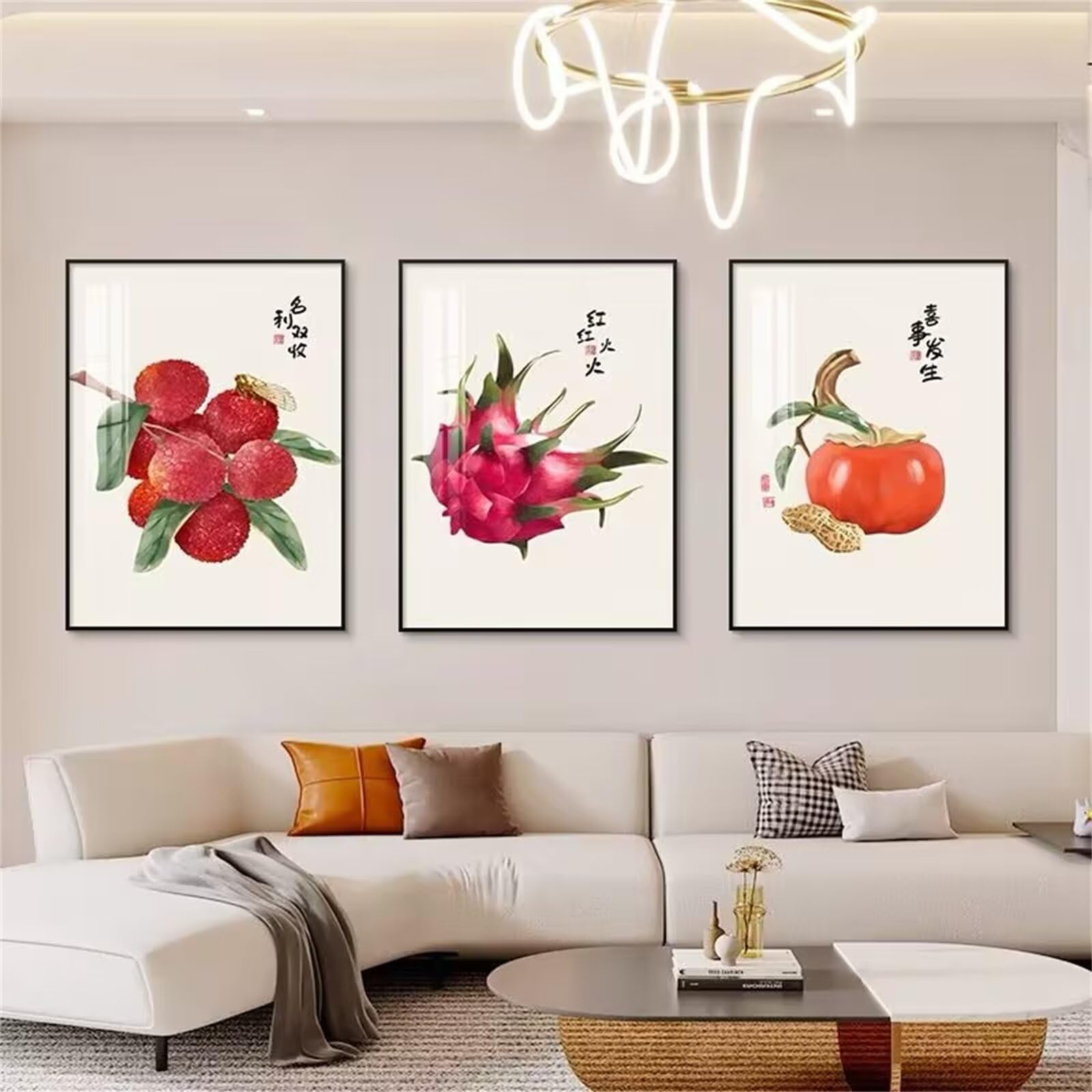Broderie diamant fruit du dragon pour sublimer la décoration murale du salon