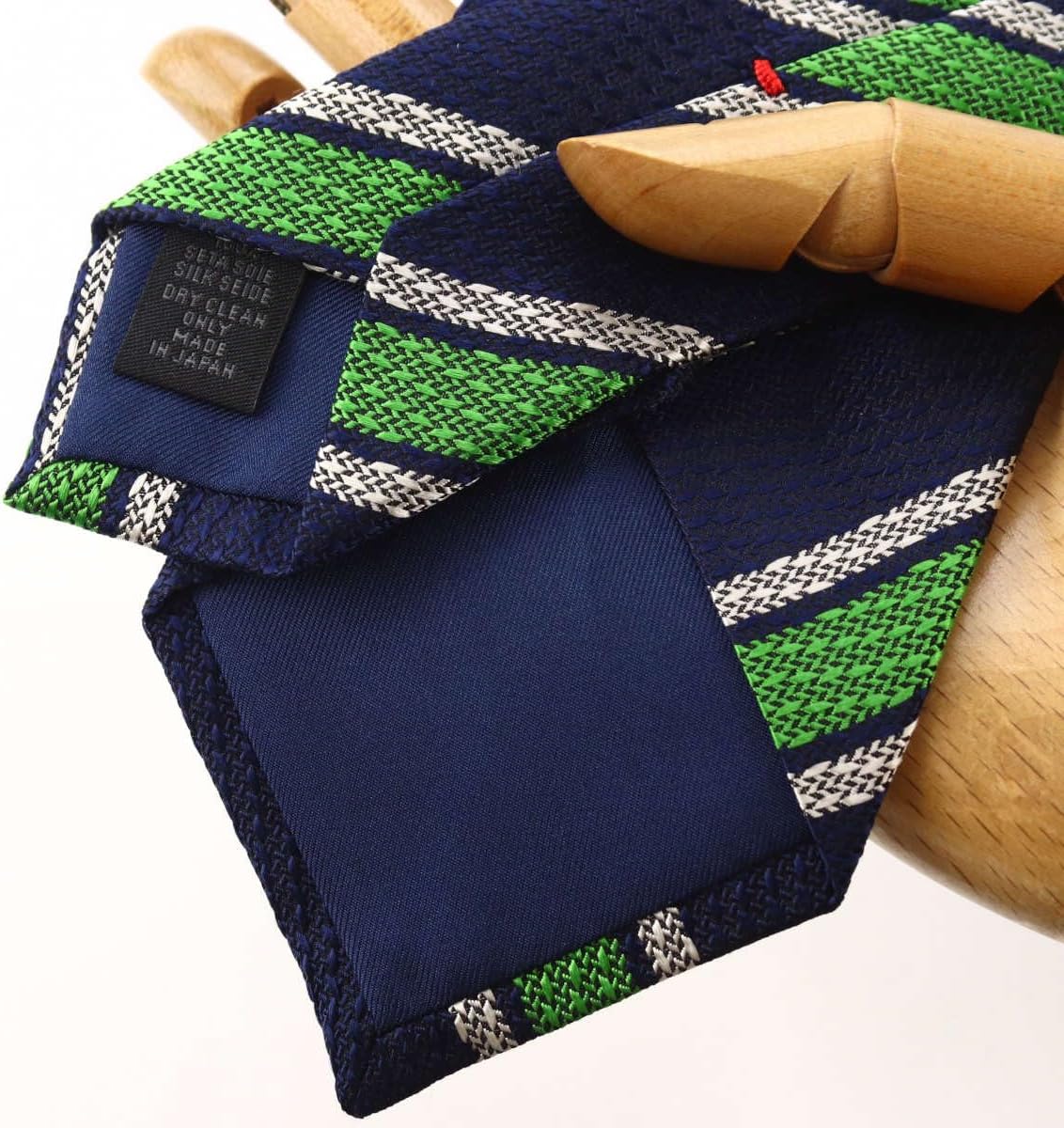 [フランクリンミルズ] ネクタイ カラーストライプ ネイビー&times;グリーン 日本製 シルク100% レジメンタルタイ