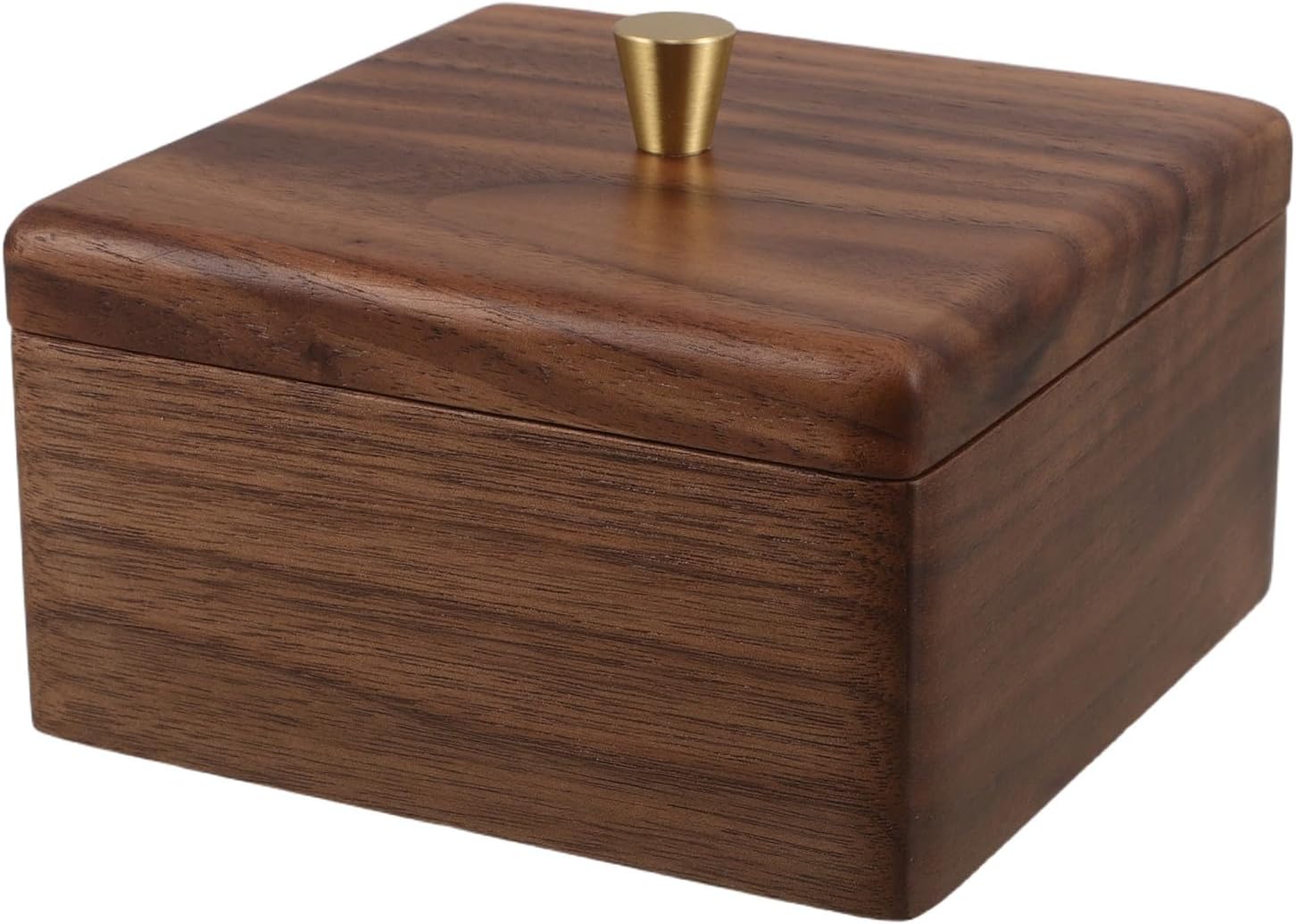Toddmomy Walnut Wood Cotton Swab Holder Box with Lid, Multipurpose Square Storage Organizer for Cotton Balls, Toothpicks, and Makeup Accessories, Moisture Resistant Design for Bathroom