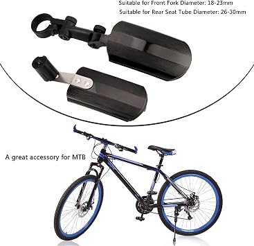 TAGVO Bike Mudguard, Retractable Bicycle Fenders Set Mountain Bike Front and Rear Mud Guard Portable Adjustable Bike Fender for MTB