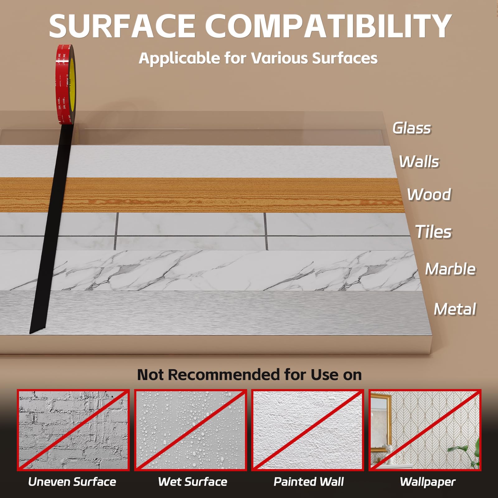 LOVSOF Double Sided Tape Heavy Duty 1 in x 16 5 ft Strong Adhesive Waterproof Mounting Tape for — view 5