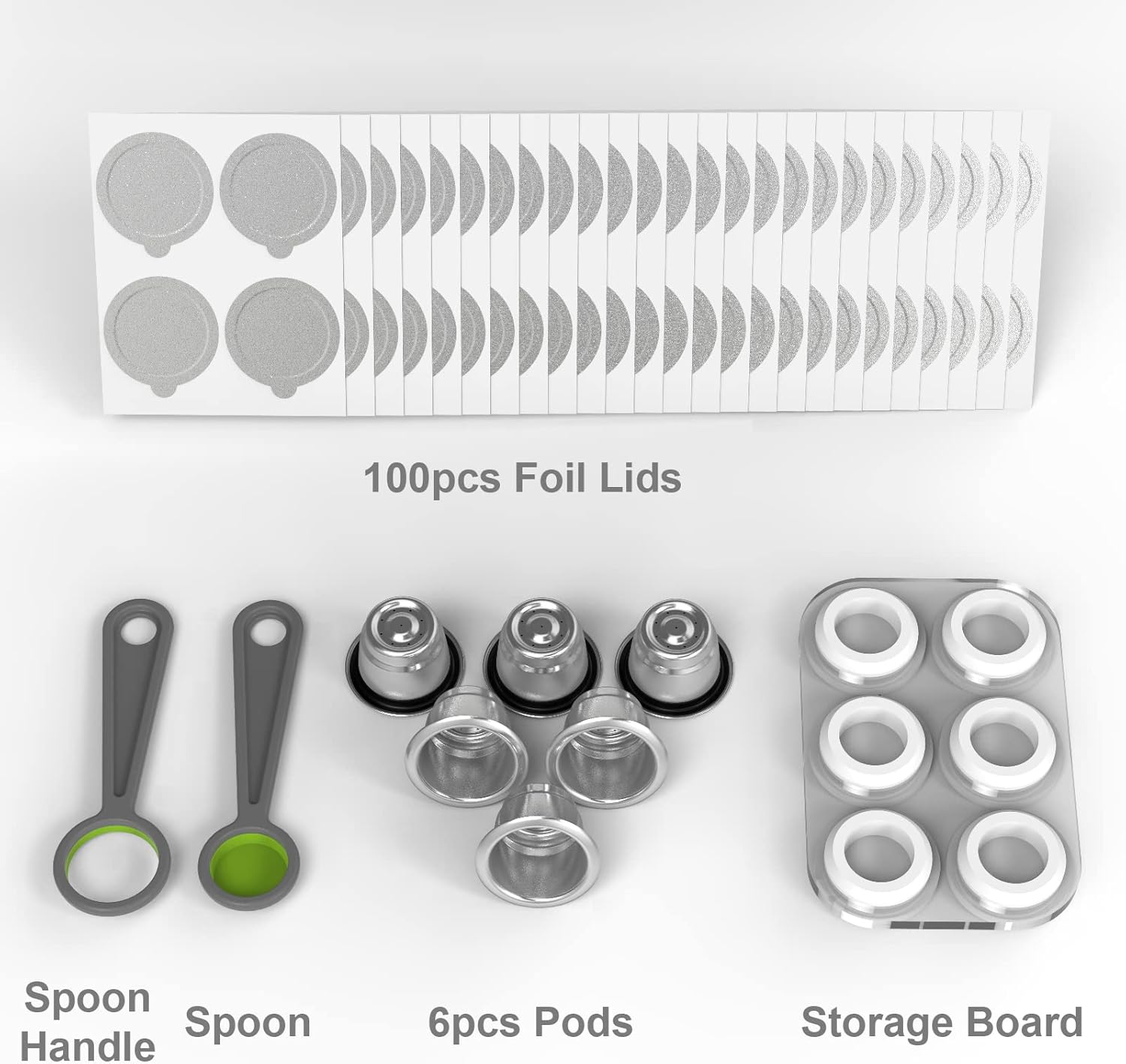 Triplot 6pcs Refillable Coffee Pods Sets & 200pcs Aluminum Lids for Reusable Capsules Compatible for Nespresso OriginalLine Machine