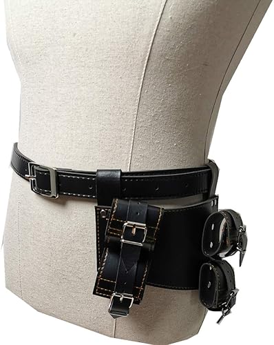 Miniatura 5 de BLESSUME Swords - Funda de rana negra con cinturón, cinturón medieval con cordones cruzados