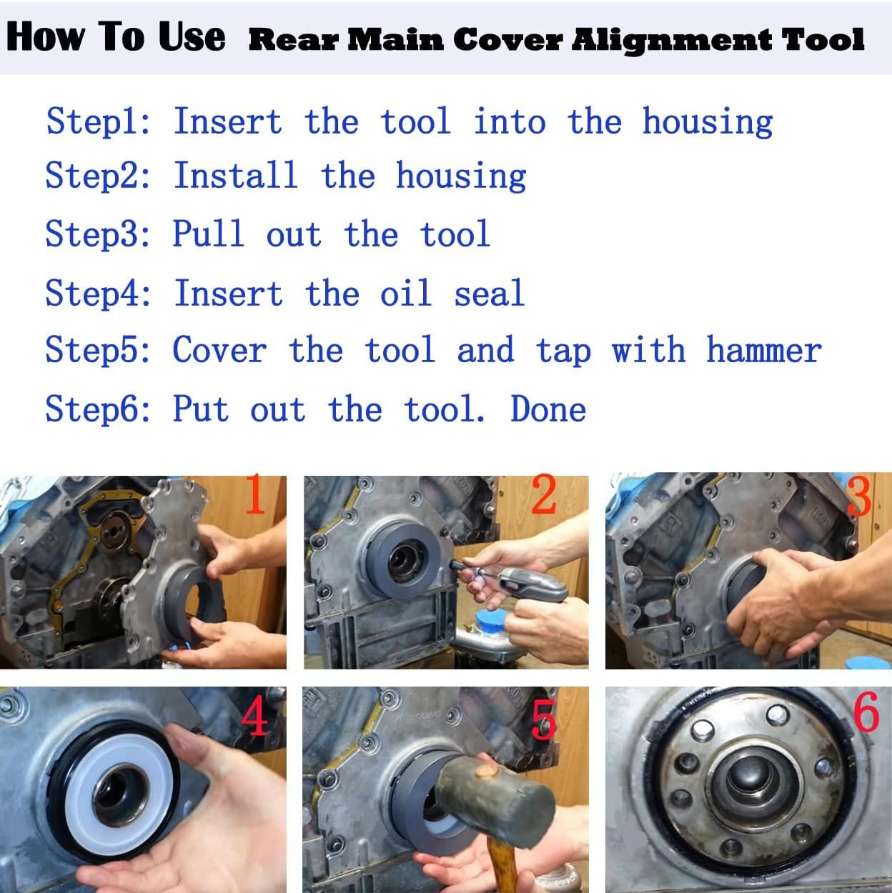 LS Timing & Rear Main Cover Alignment Tools & Seal Installer Fit For GM Gen III & IV Engines 4.8L 5.3L 6.0L 6.2L LS1 LS2 LS3 LS6 LS7 LS9 LQ4 LQ9