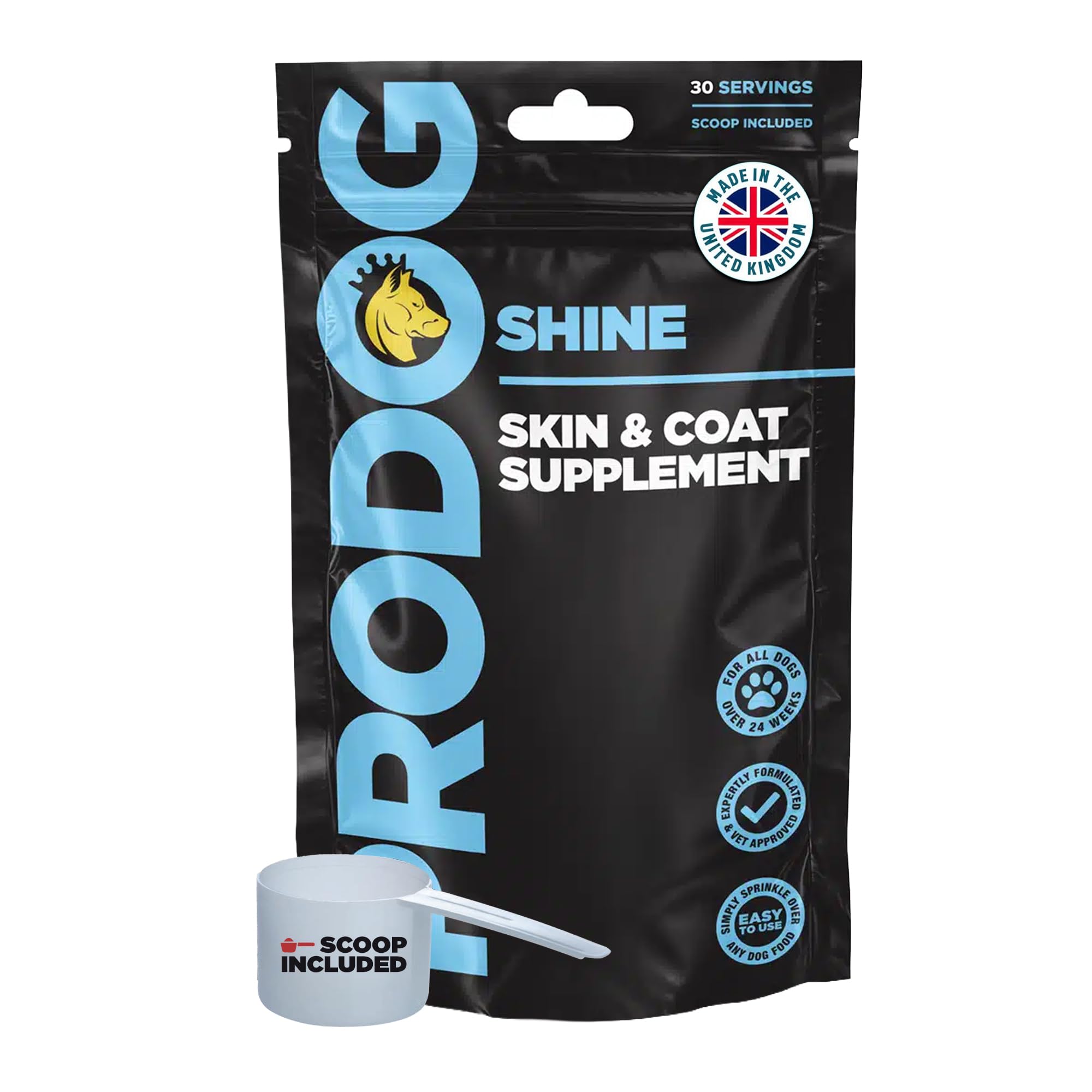 ProDog Shine Skin & Coat Supplement for Dogs | Omega 3 6 9 Powder 200g