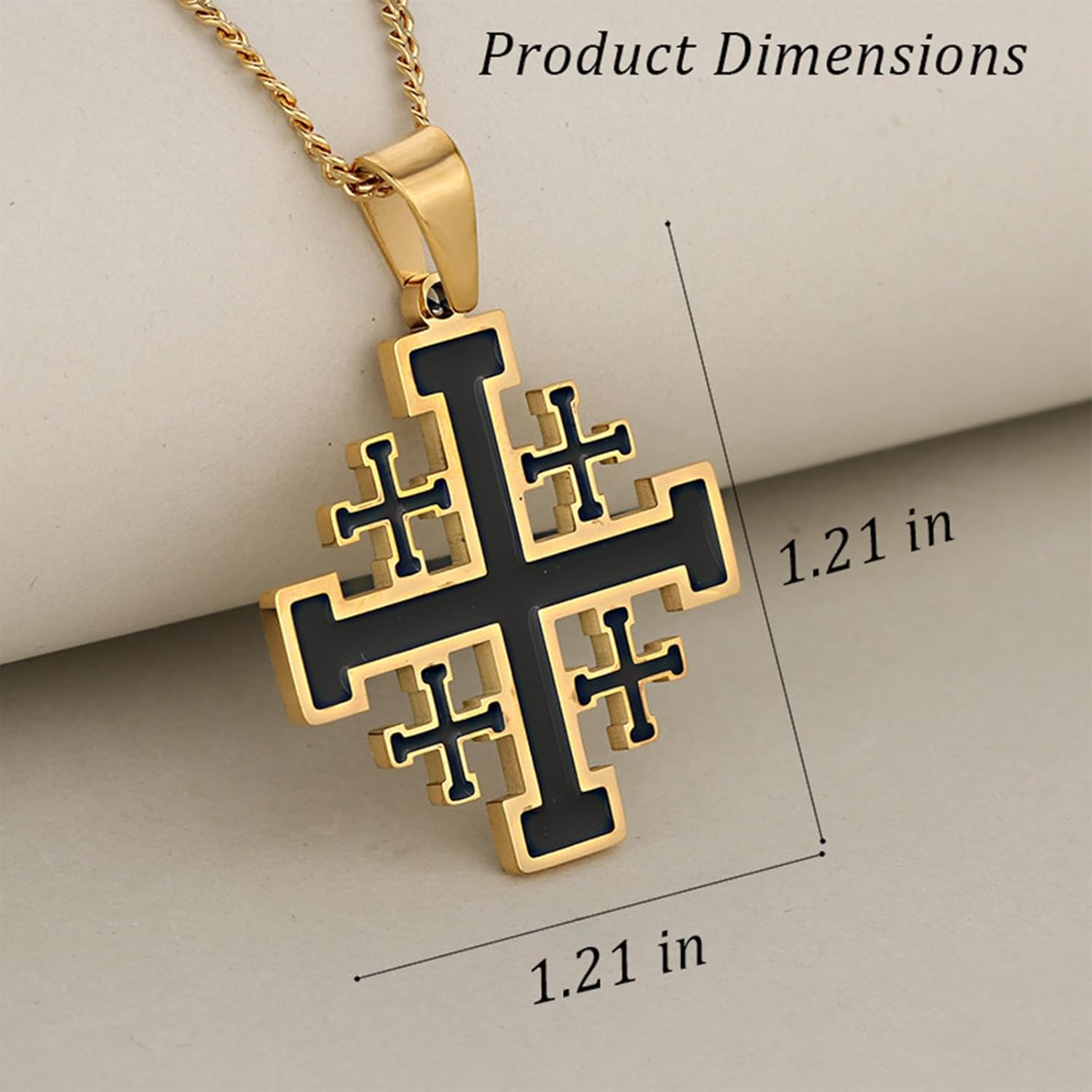 Jerusalem Cross Necklace, Crusader Templar Cross Pendant Necklace, Stainless Steel Cross Biker Necklace for Men Women - Image 3