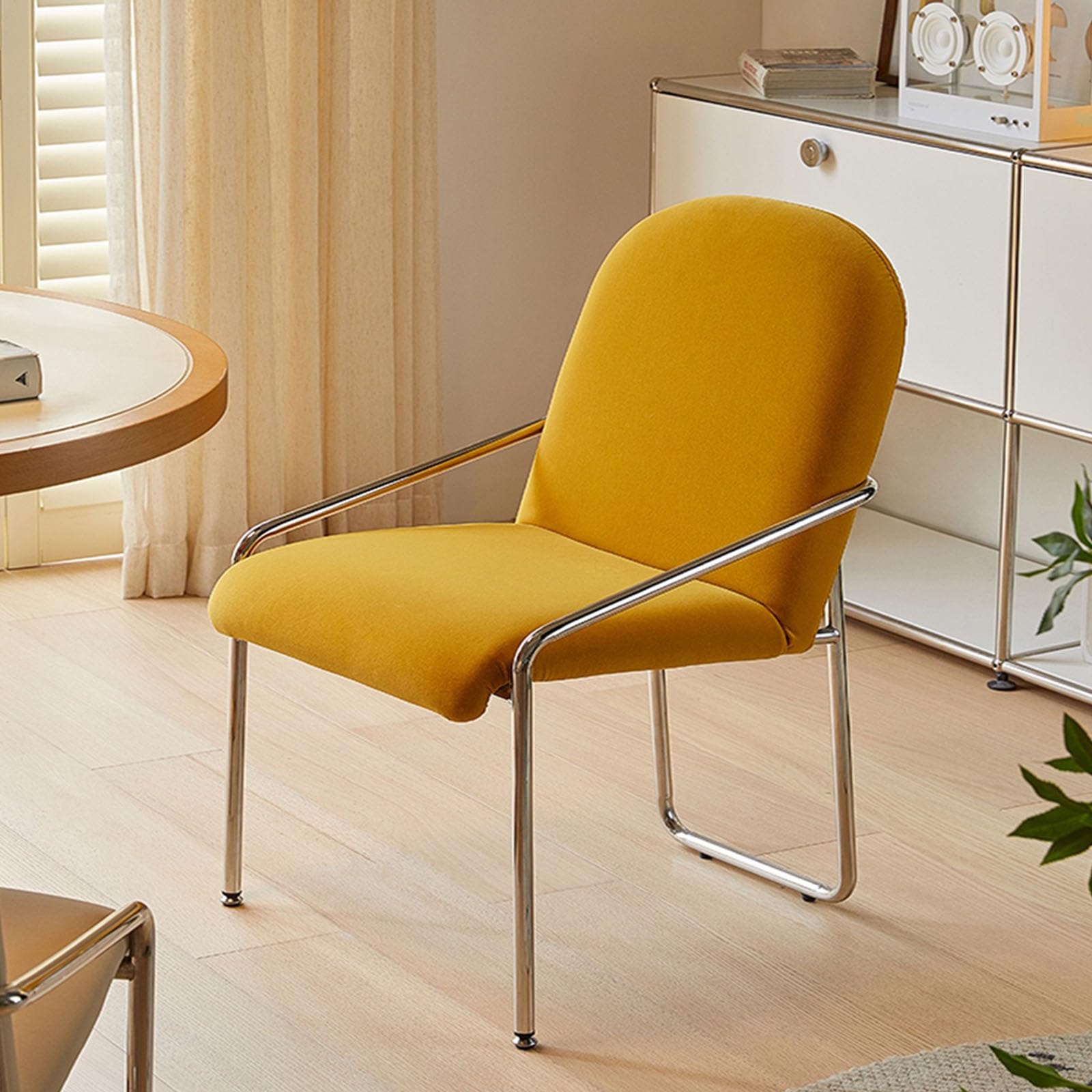 Chaise de Cuisine Chaises de Salle à Manger en Velours, Chaise Cuisine rembourrée avec Dossier et Pieds métal for Salon, réception, d'attente, Chambres Coucher(Orange)