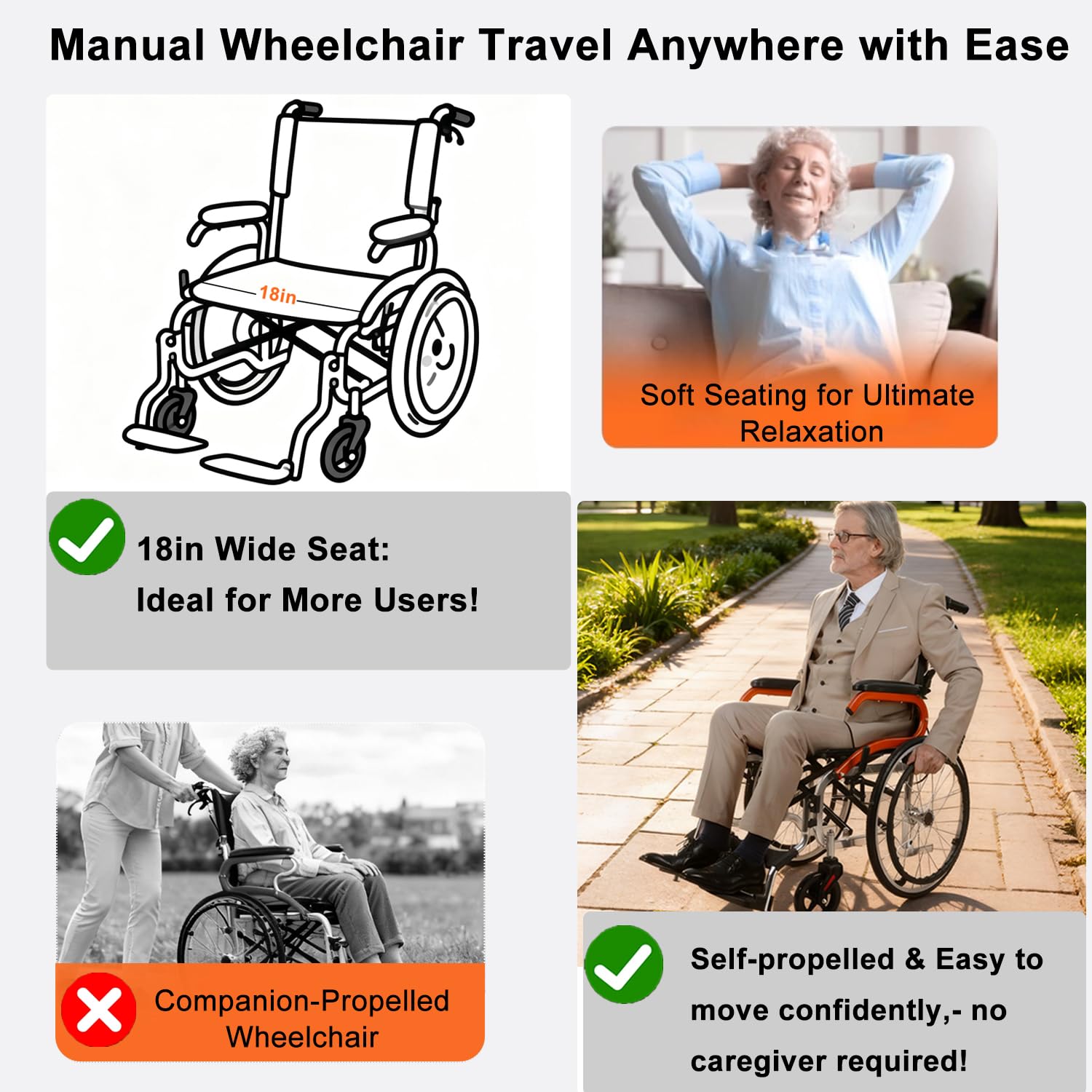 Ultra-Lightweight Travel Wheelchair - Foldable & Portable -5