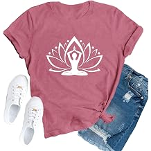 Yoga Shirts for Women Pilates Workout T-Shirt Lotus Flower Meditation Tee Tops