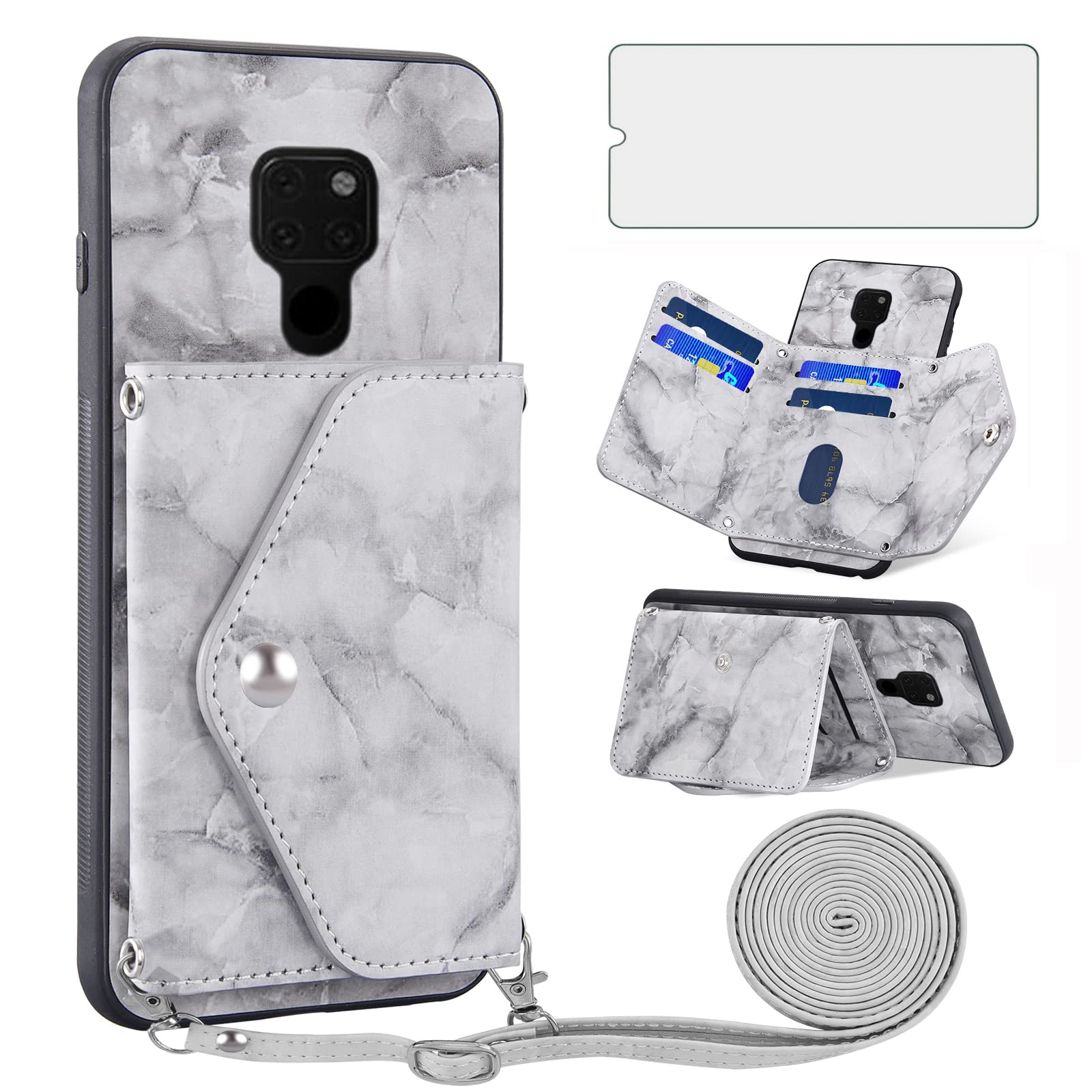 Asuwish Cover per Huawei Mate 20 X 5G con Cordino e Pellicola Vetro