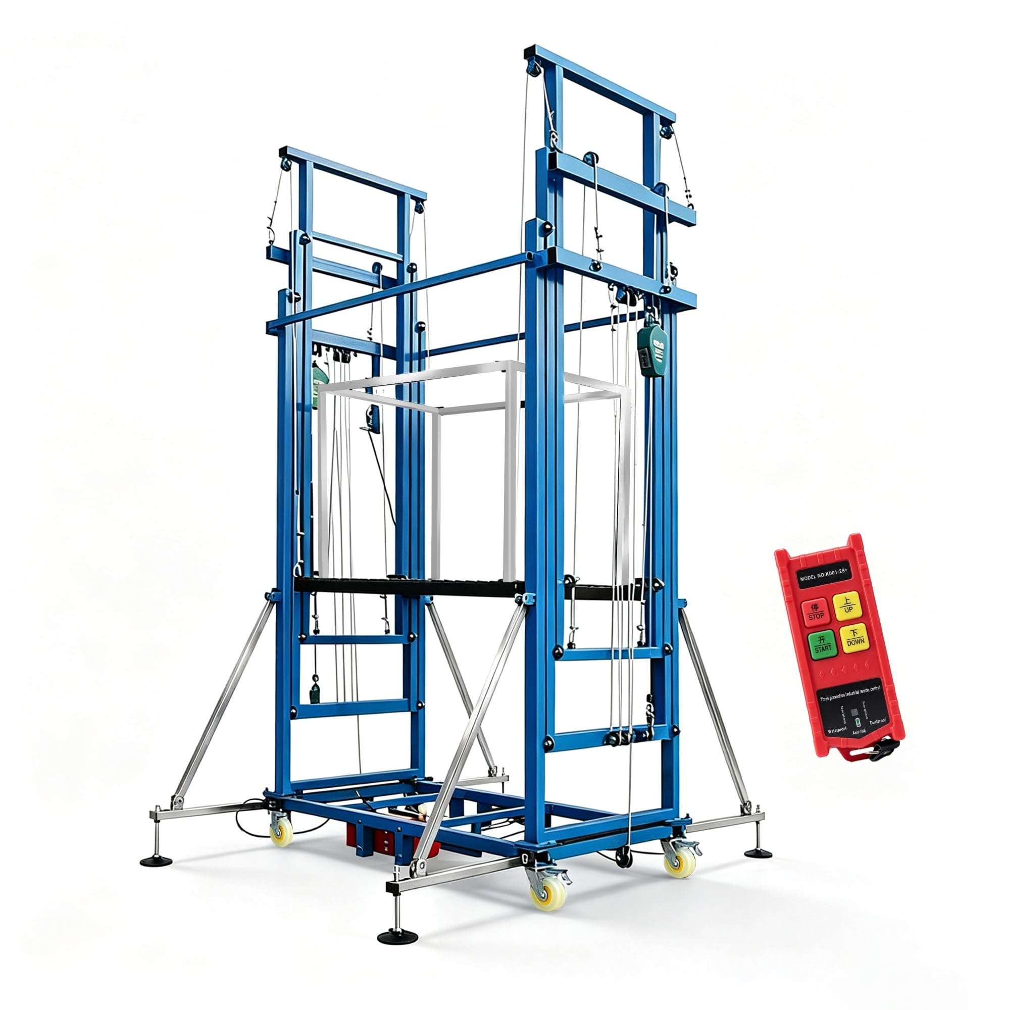 Plataforma elevadora eléctrica de andamio, andamio móvil mejorado con barandilla protectora, torre de trabajo regulable en altura para pintura interior, pladur y obras de construcción(5m/16ft)