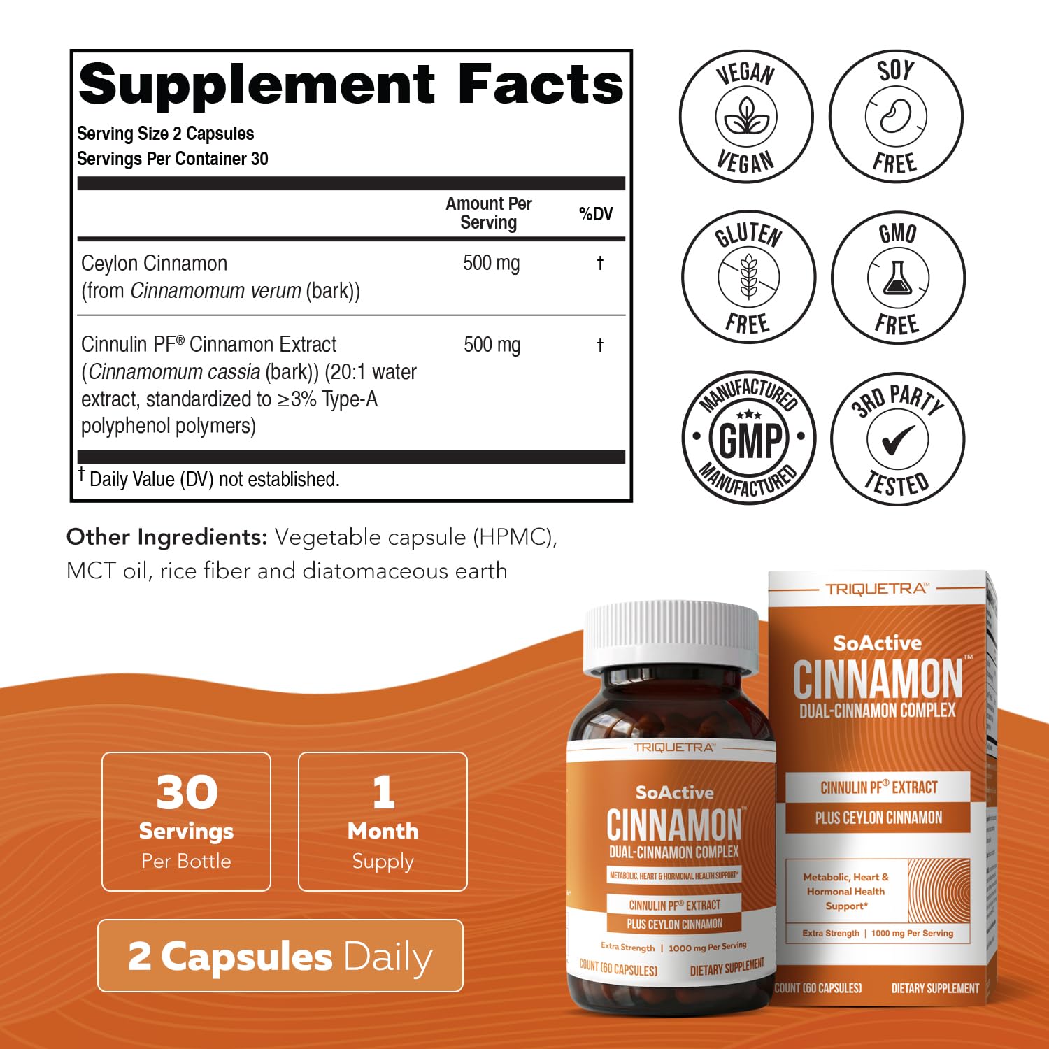SoActive Cinnamon - 1000mg, Cinnulin PF® Extract + Organic Ceylon Cinnamon Capsules, 20x Active Compounds, Support for Metabolism, Heart & Hormonal Health, Clinically Studied Dose (60 Vegan Capsules) — Amazon image 8