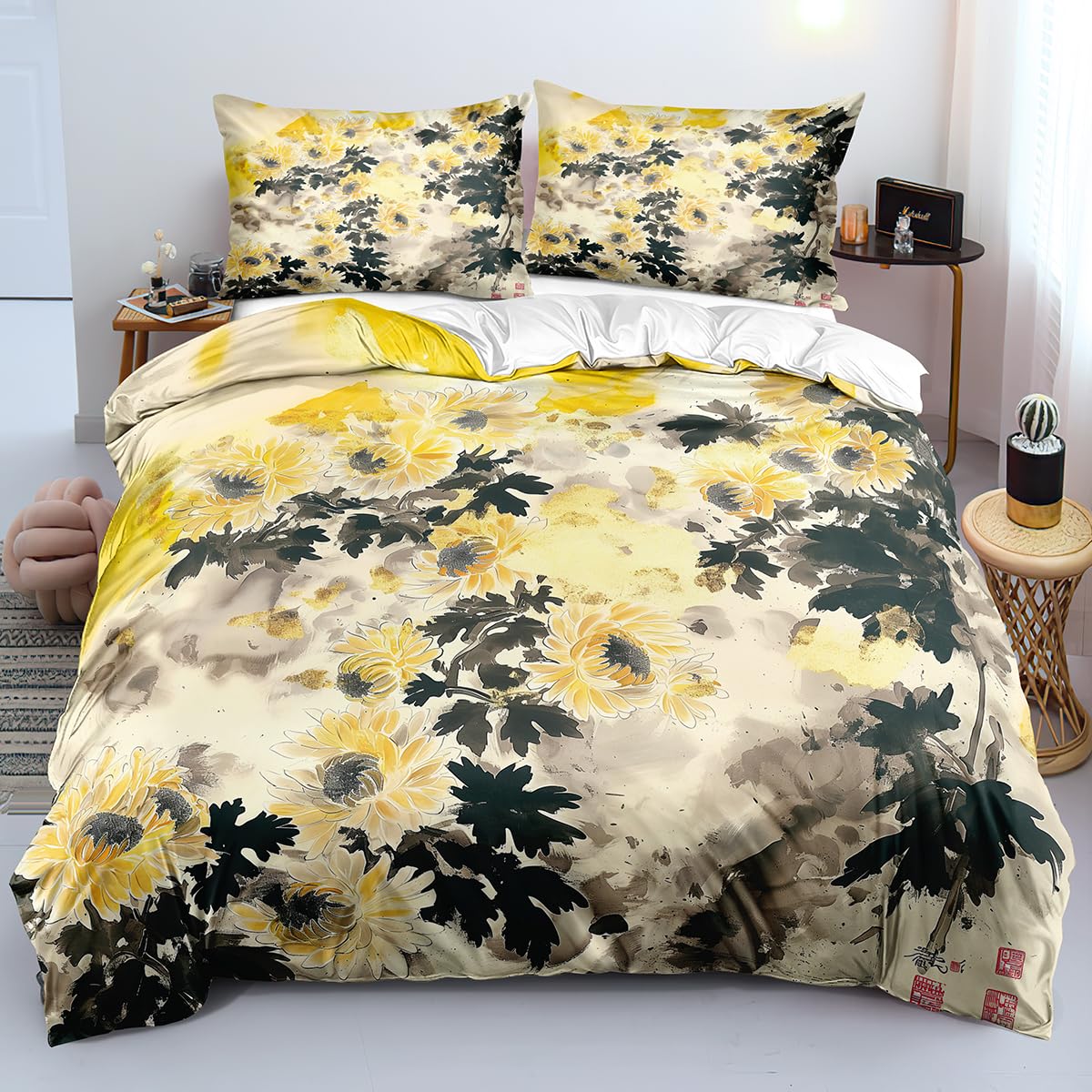 Housse de couette floral 260x220 pour une décoration de chambre shabby chic et rustique